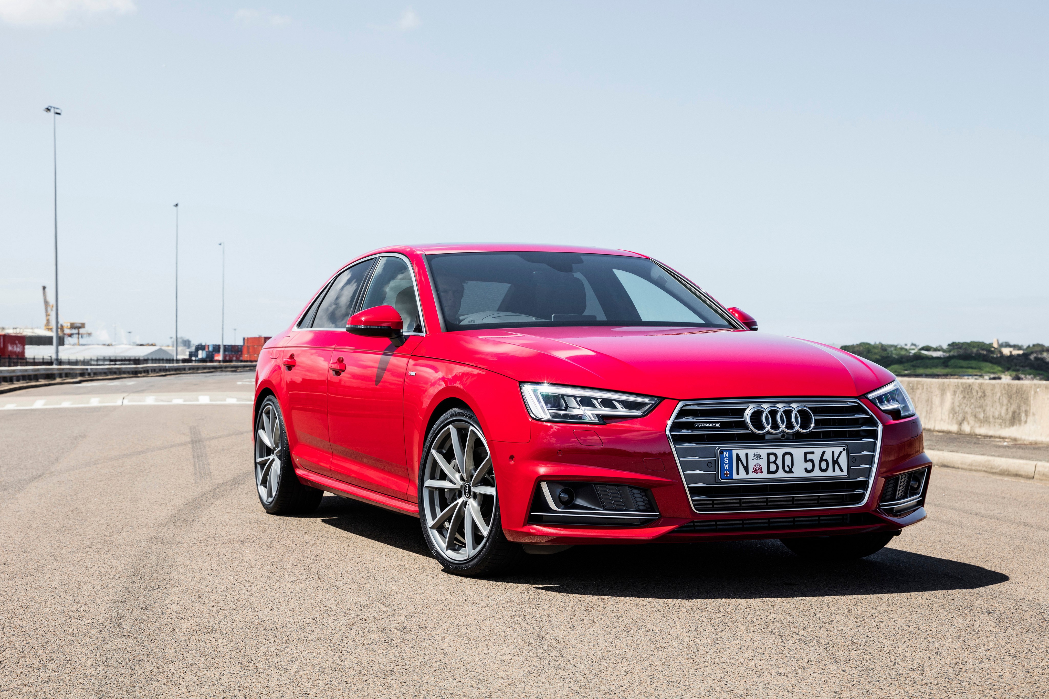 Red Audi A4 Sedan HD Wallpaper