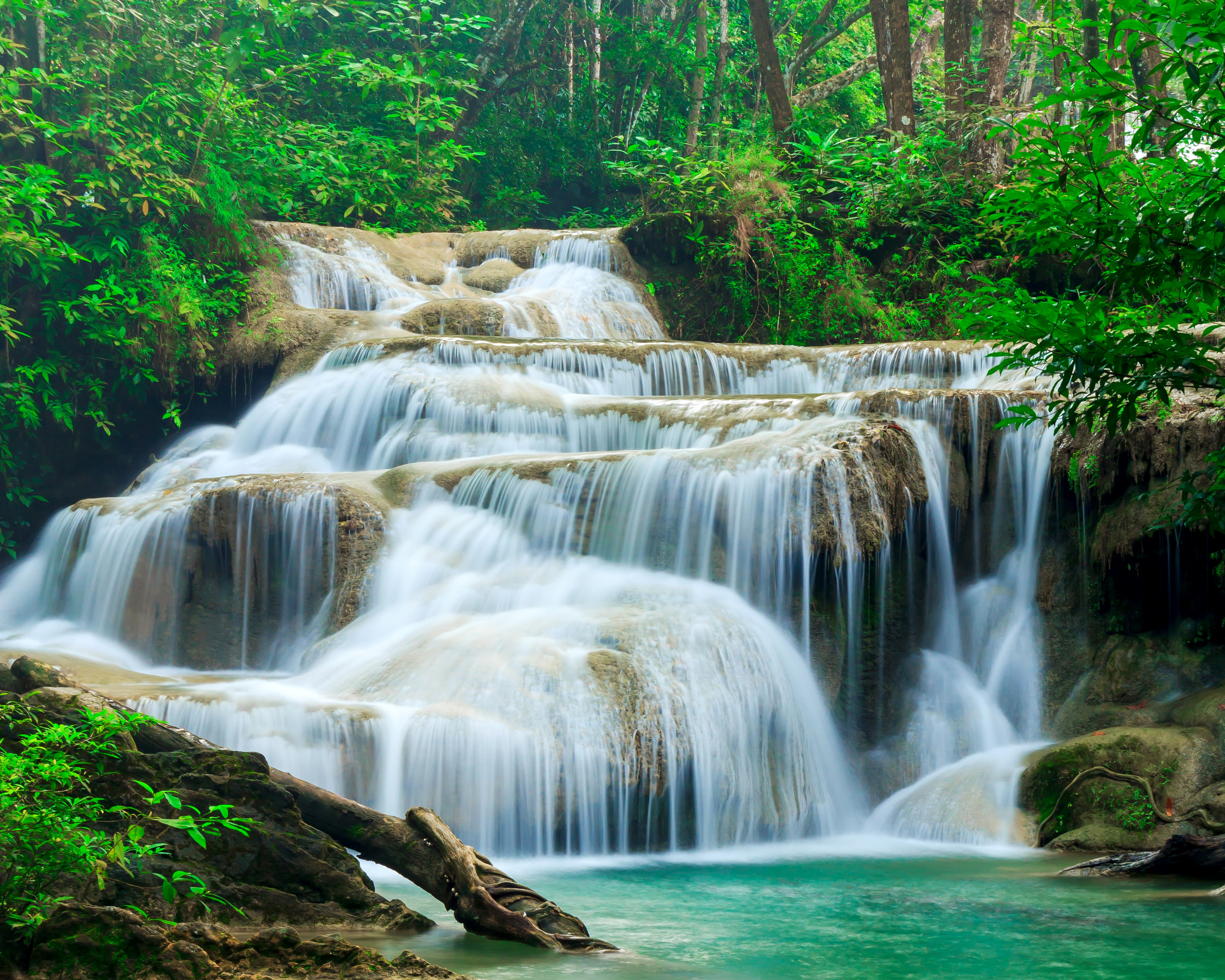 Erawan Waterfall Kanchanaburi Thailand HD Wallpaper