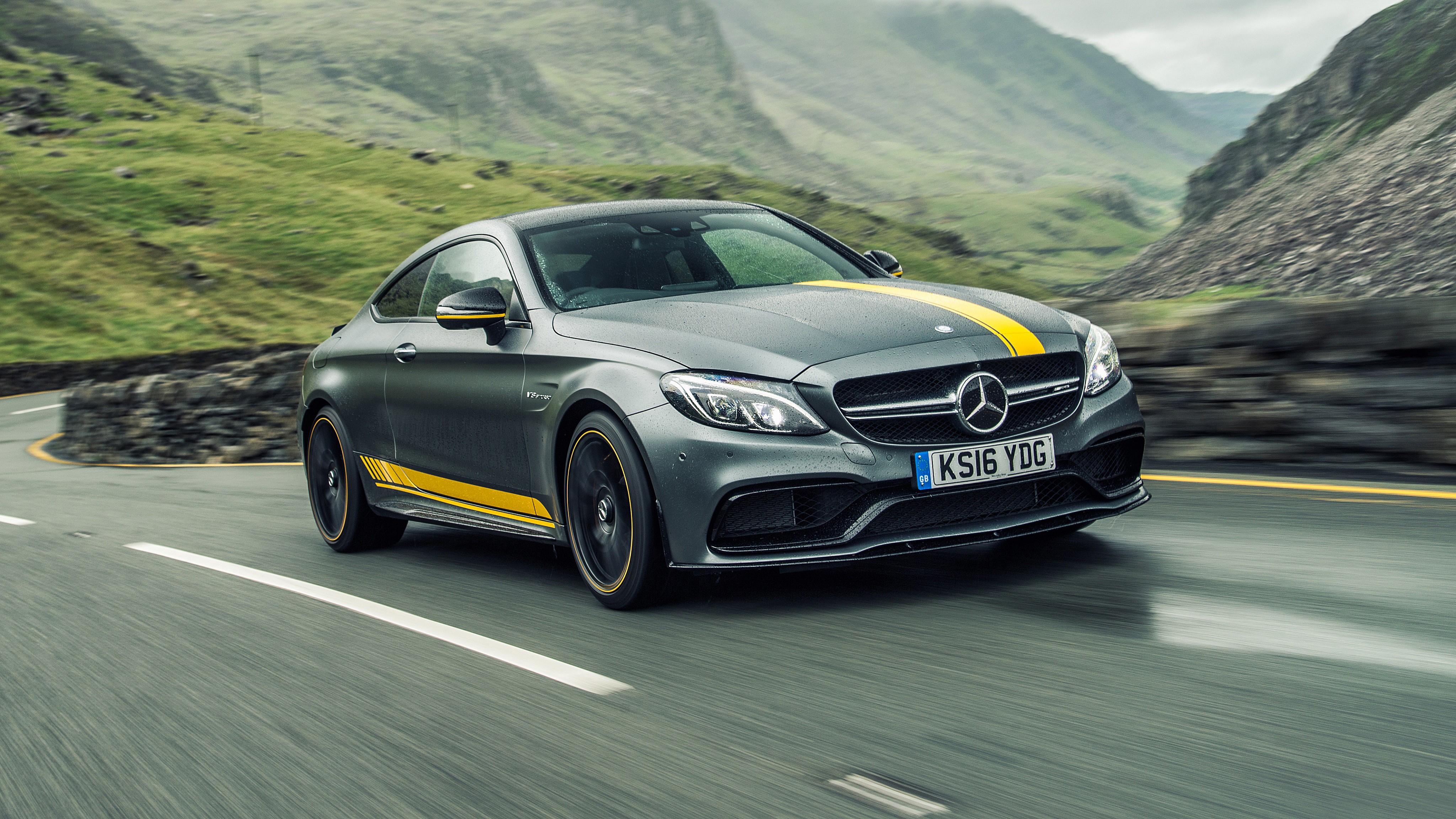 4K Mercedes-Benz AMG C-Class Coupe C205 in motion HD Wallpaper