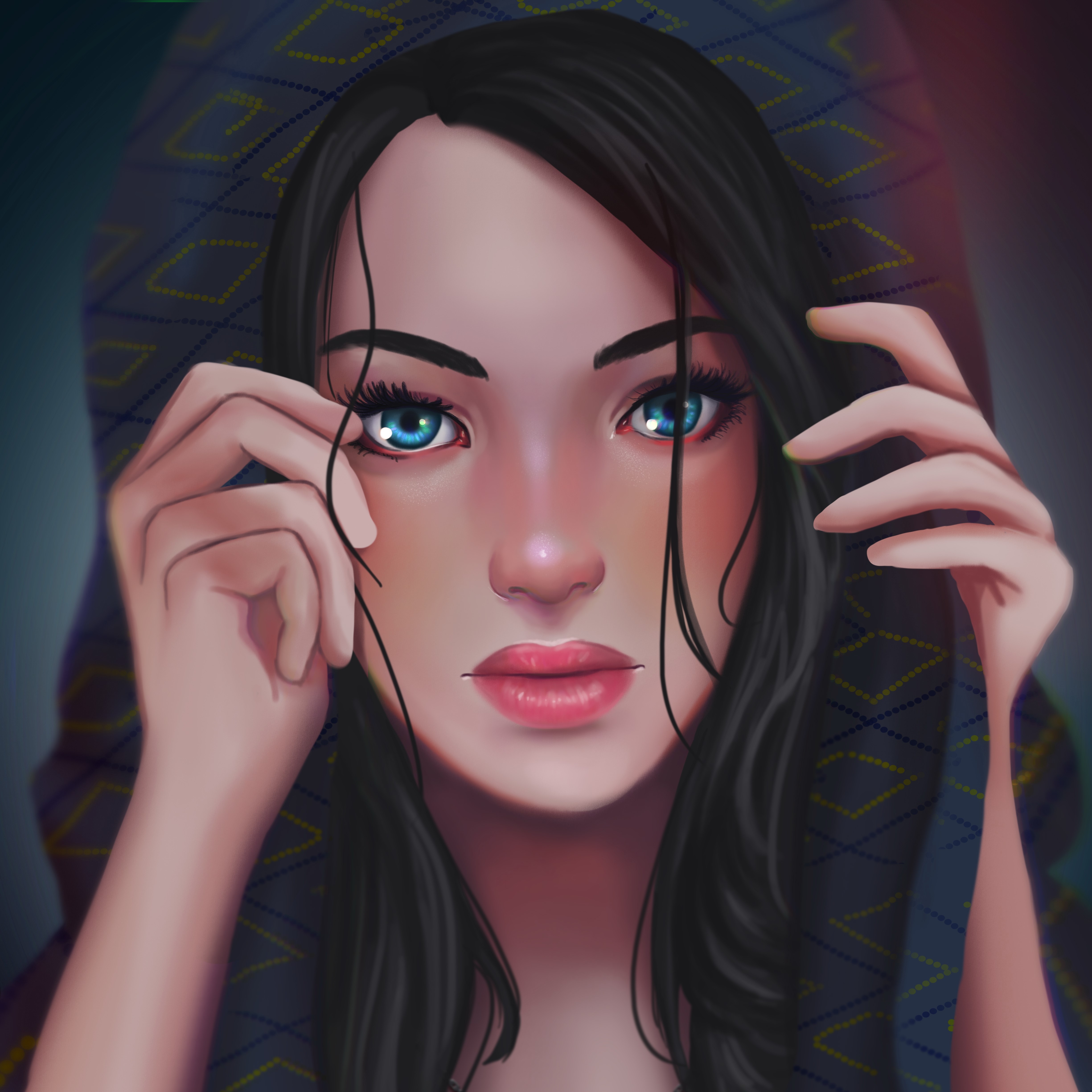 Painting Art of a Brunette Girl HD Wallpaper