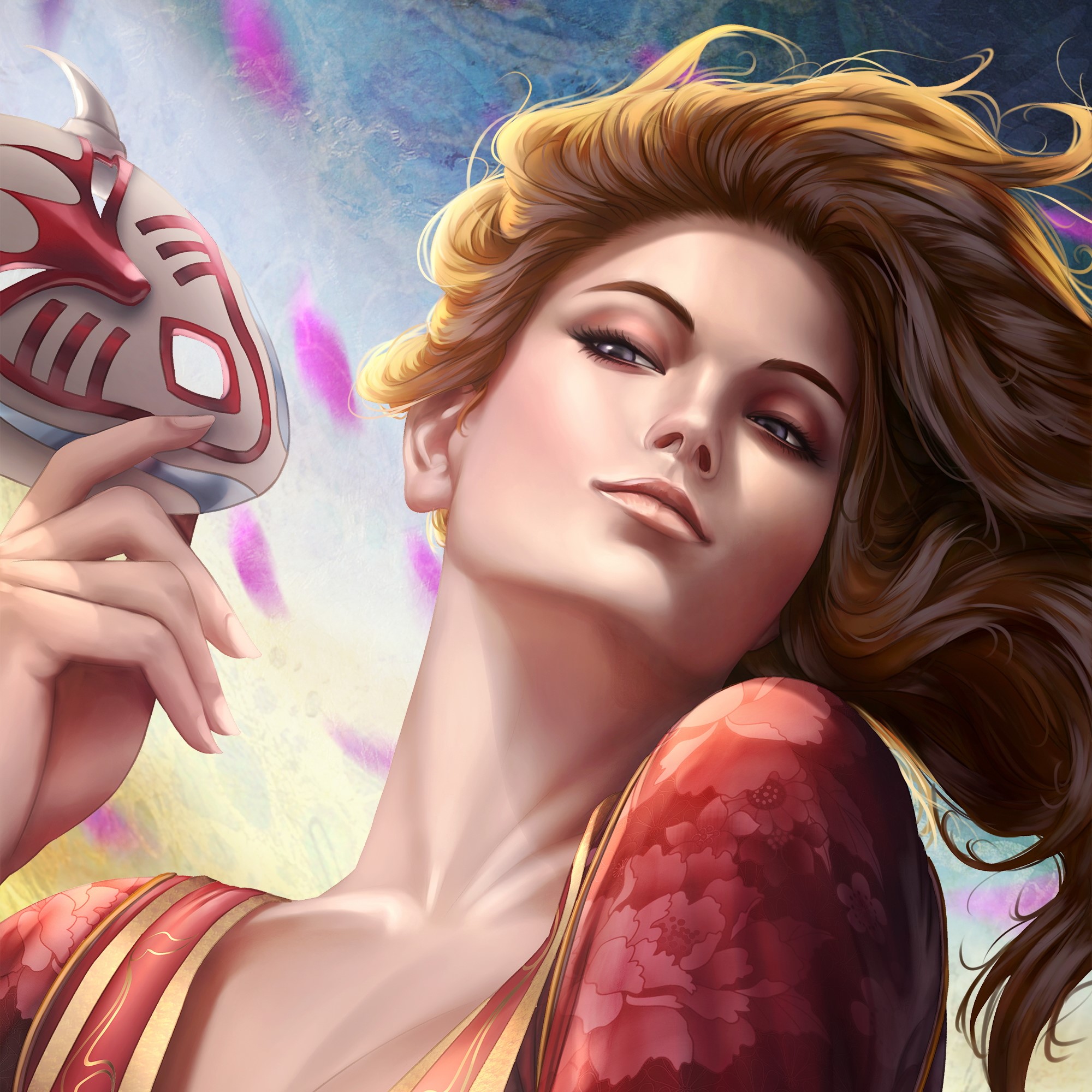 Akali from League of Legends holding a mask HD Wallpaper