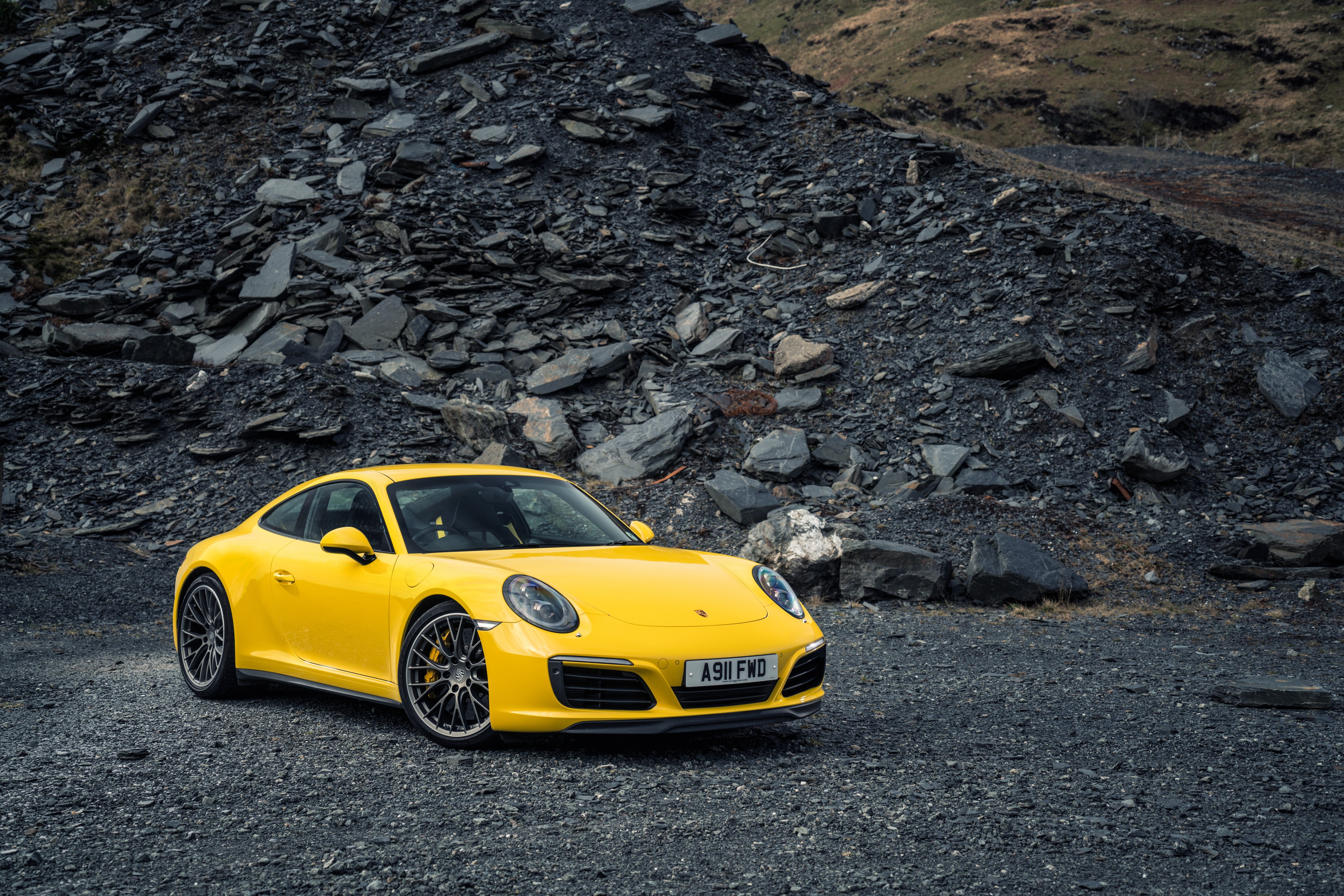 Yellow Porsche 911 Carrera Coupe HD Wallpaper