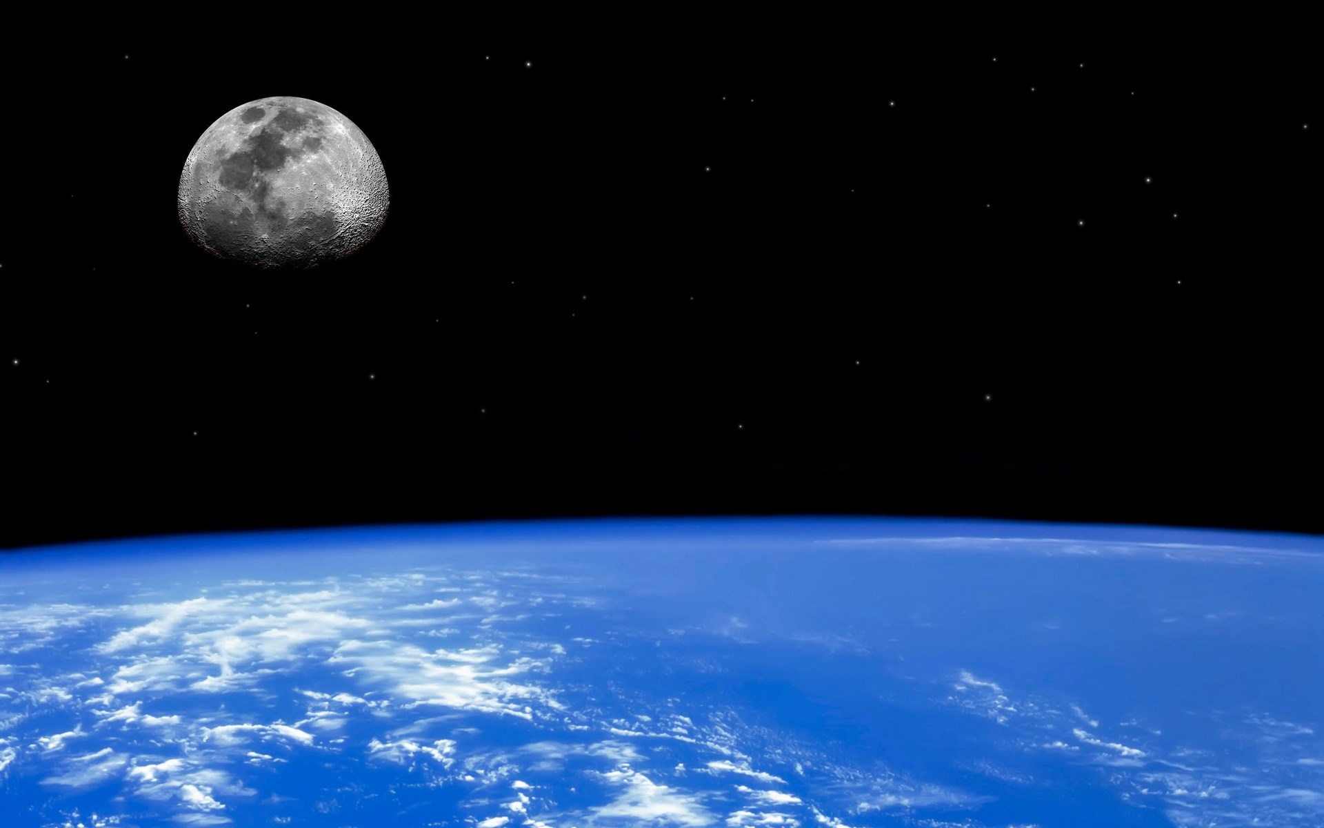 Earth and Moon from Space HD Wallpaper
