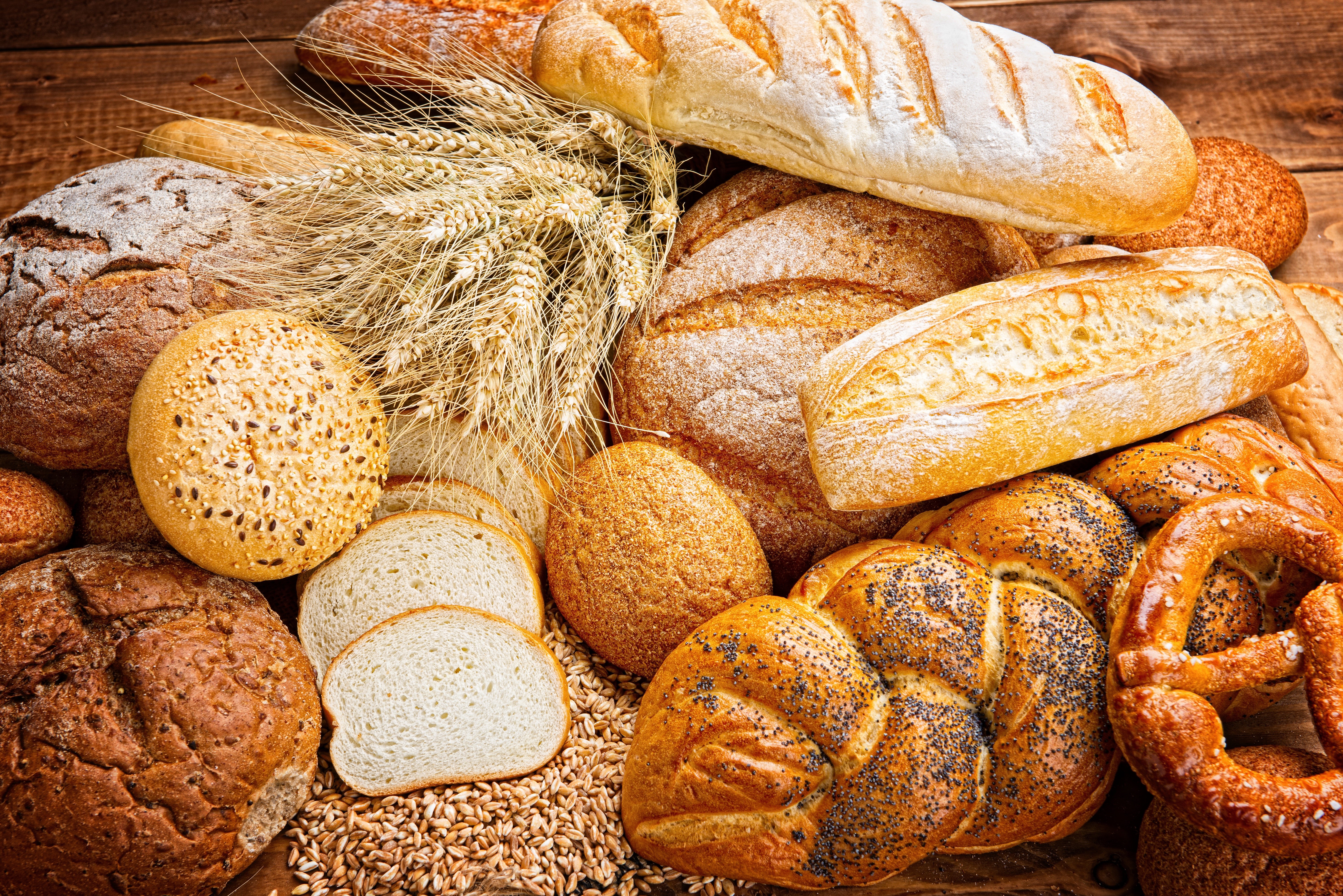 Assortment of Breads and Wheat HD Wallpaper