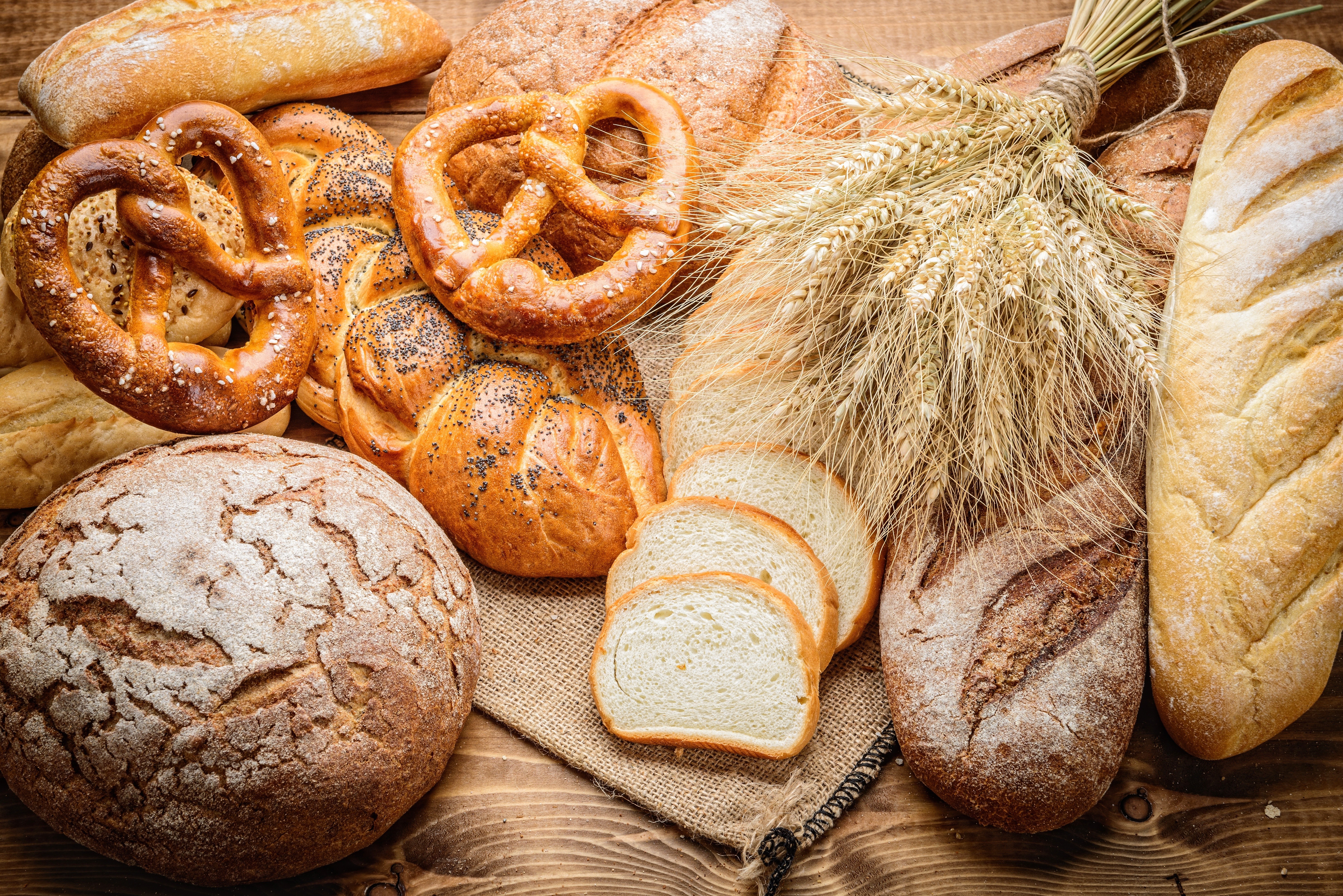 Assortment of Bread and Wheat HD Wallpaper