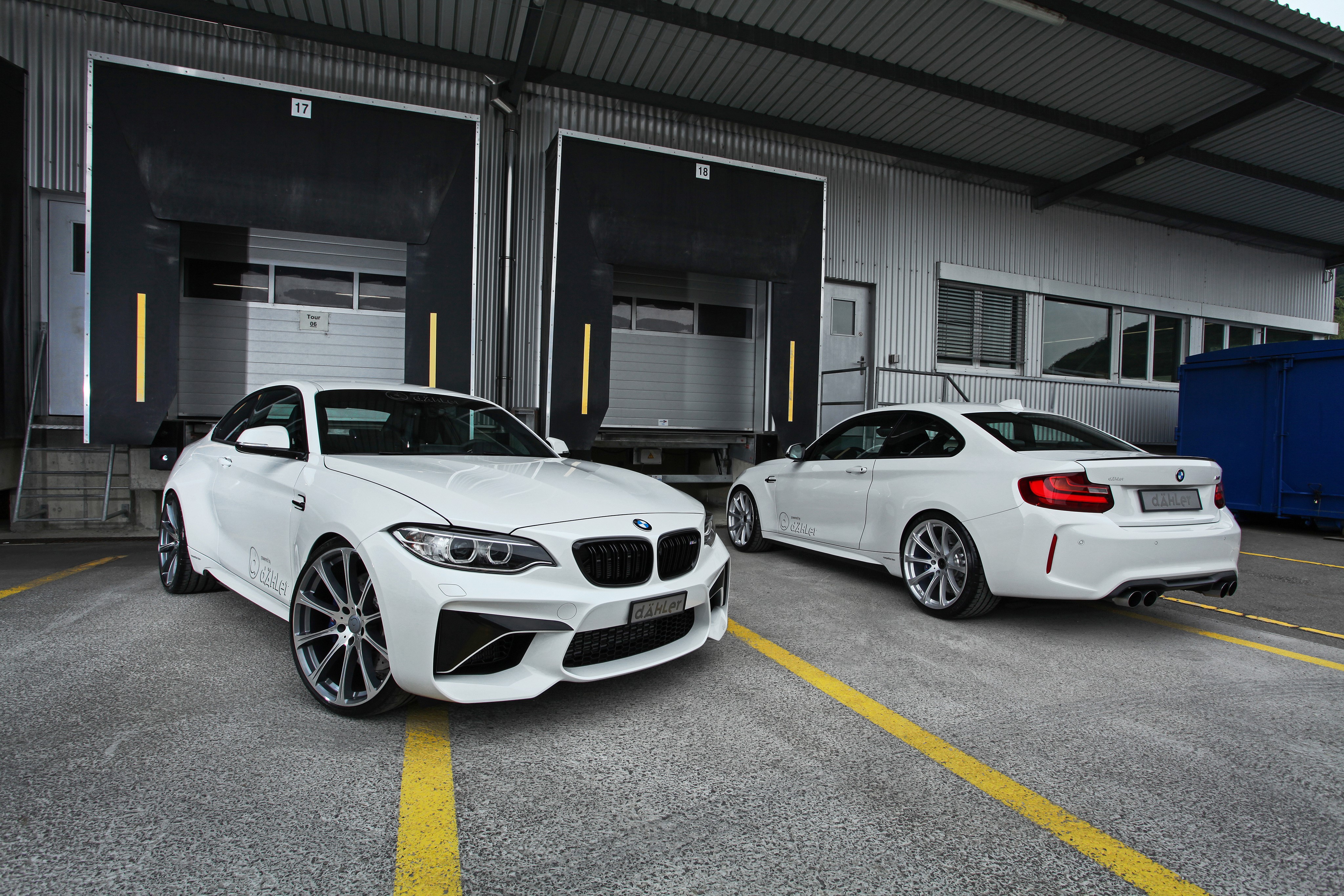 Two white dAHLer M2 F87 Coupe BMWs HD Wallpaper