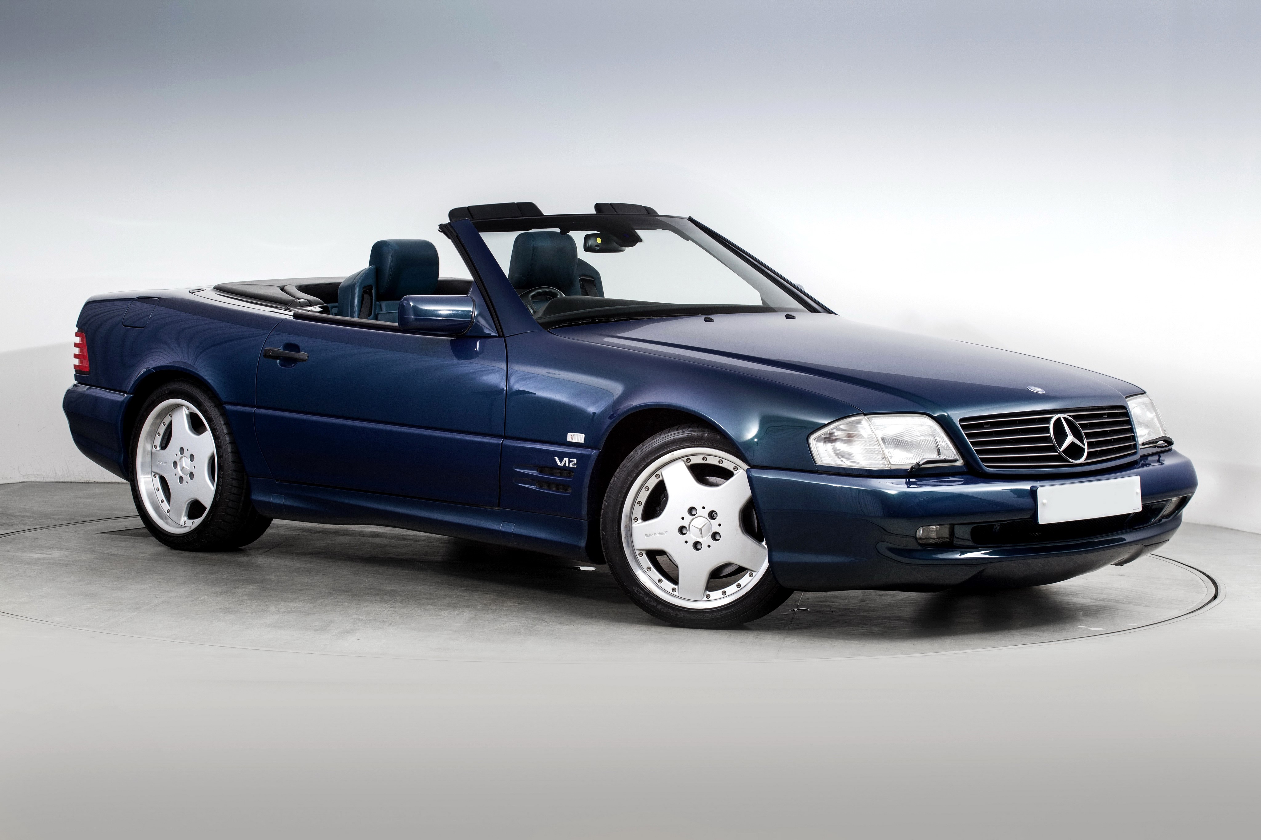 Blue Mercedes-Benz 1993-98 SL 600 Cabriolet HD Wallpaper