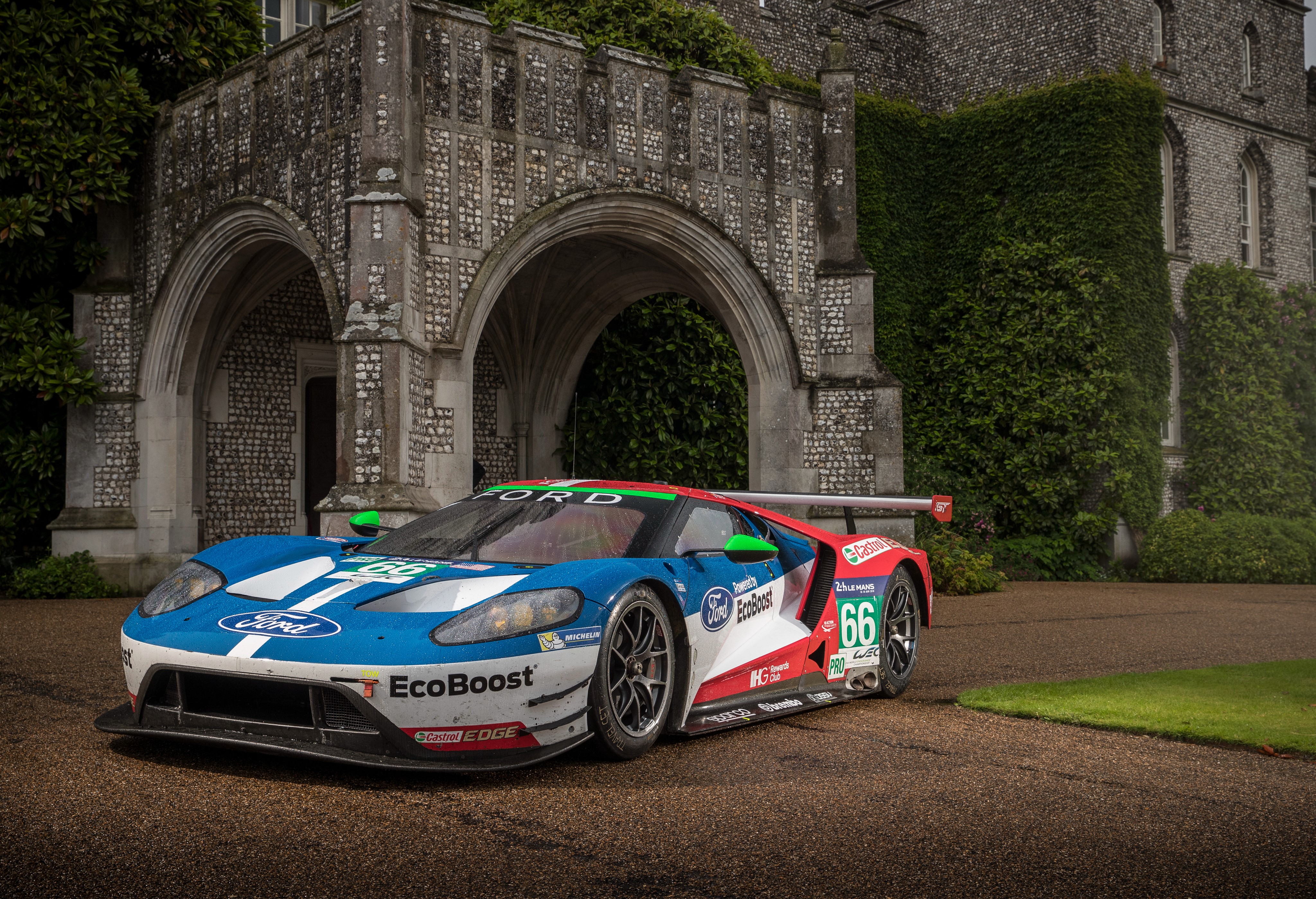 Ford GT Race Car with Number 66 HD Wallpaper