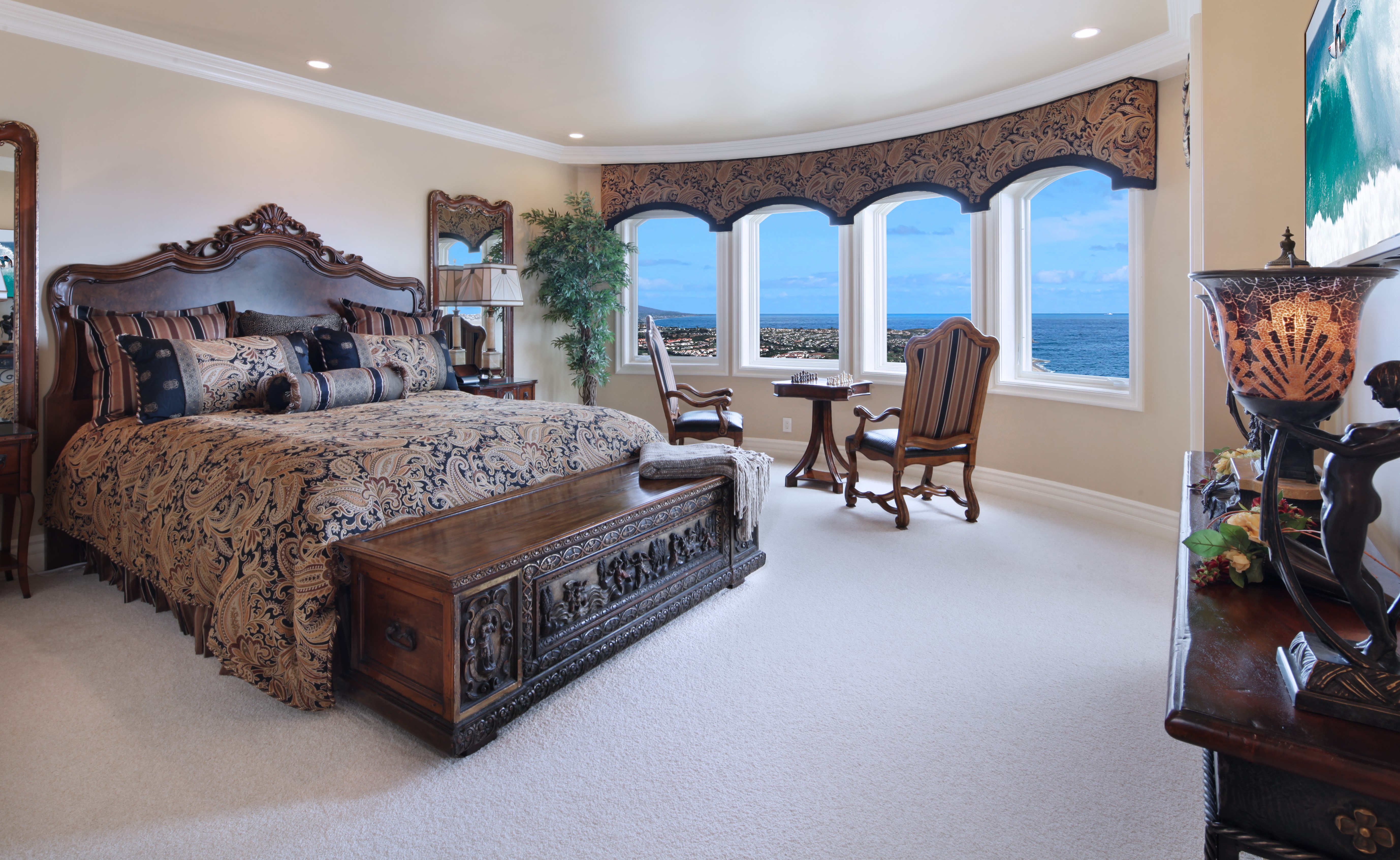 Luxury Bedroom with Ocean View HD Wallpaper