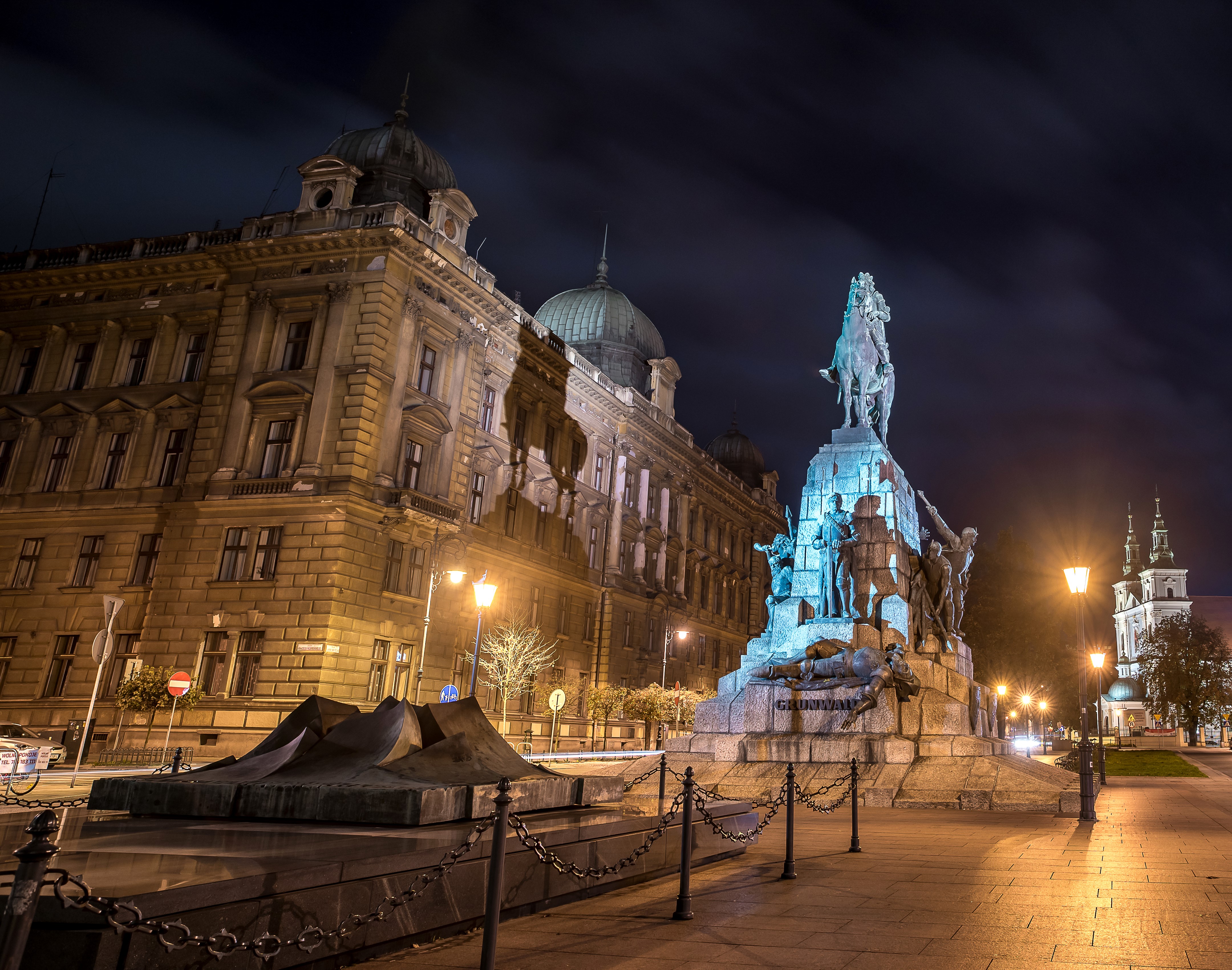 Grunwald Monument in Krakow, Poland at Night HD Wallpaper