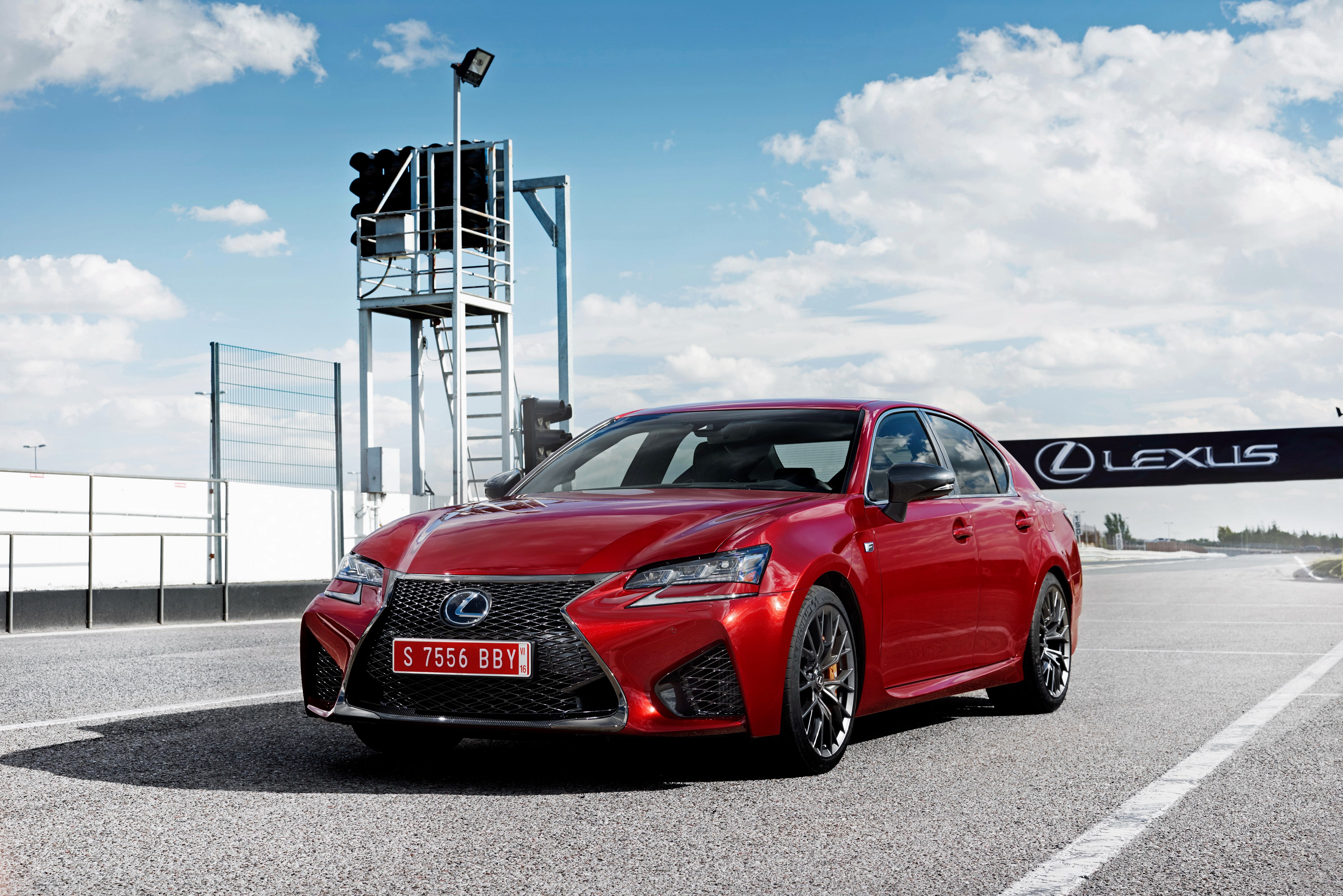 Red Lexus GS on a Race Track HD Wallpaper