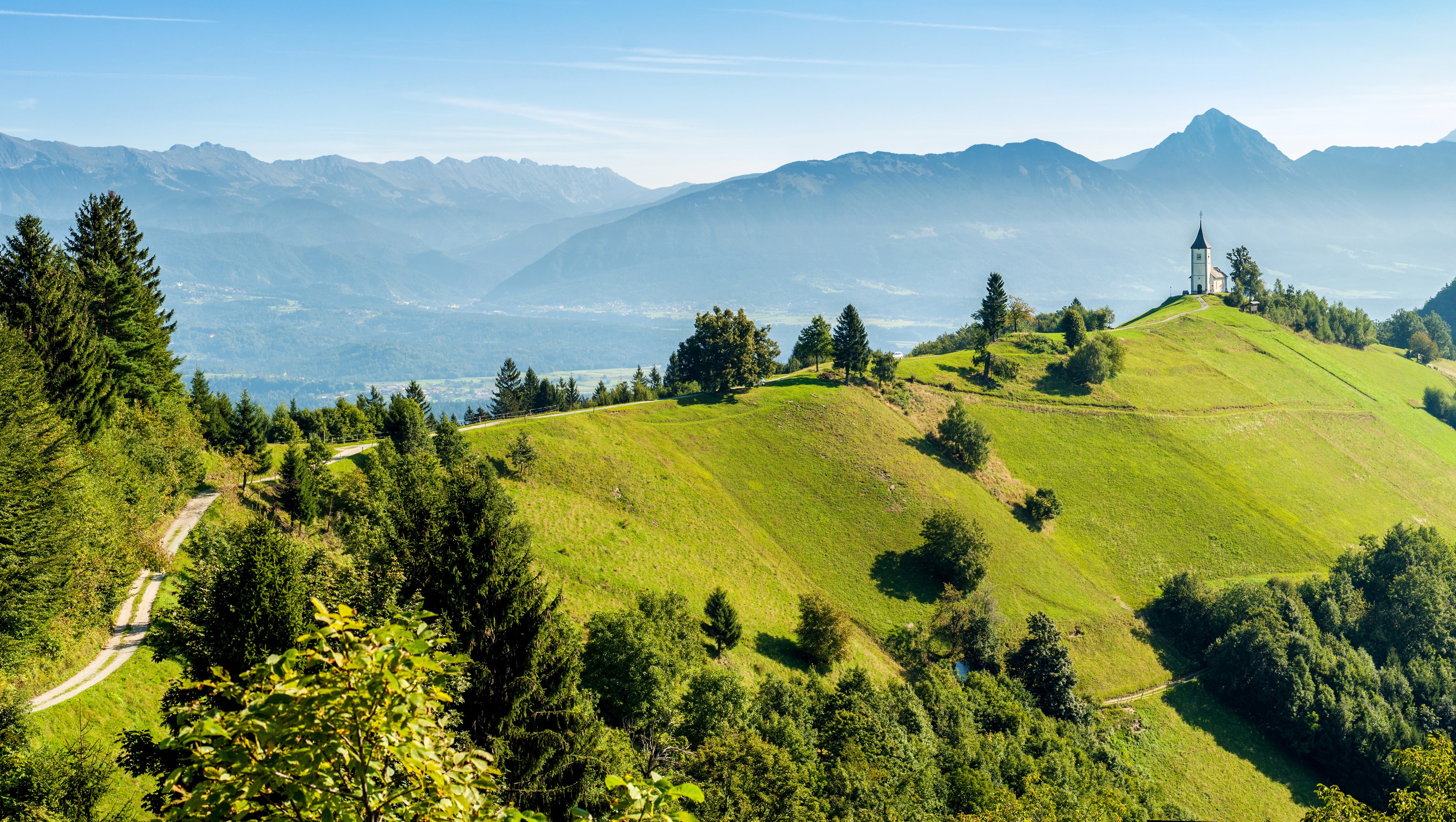 4K Scenery of Jelovica Plateau, Slovenia with Mountains HD Wallpaper