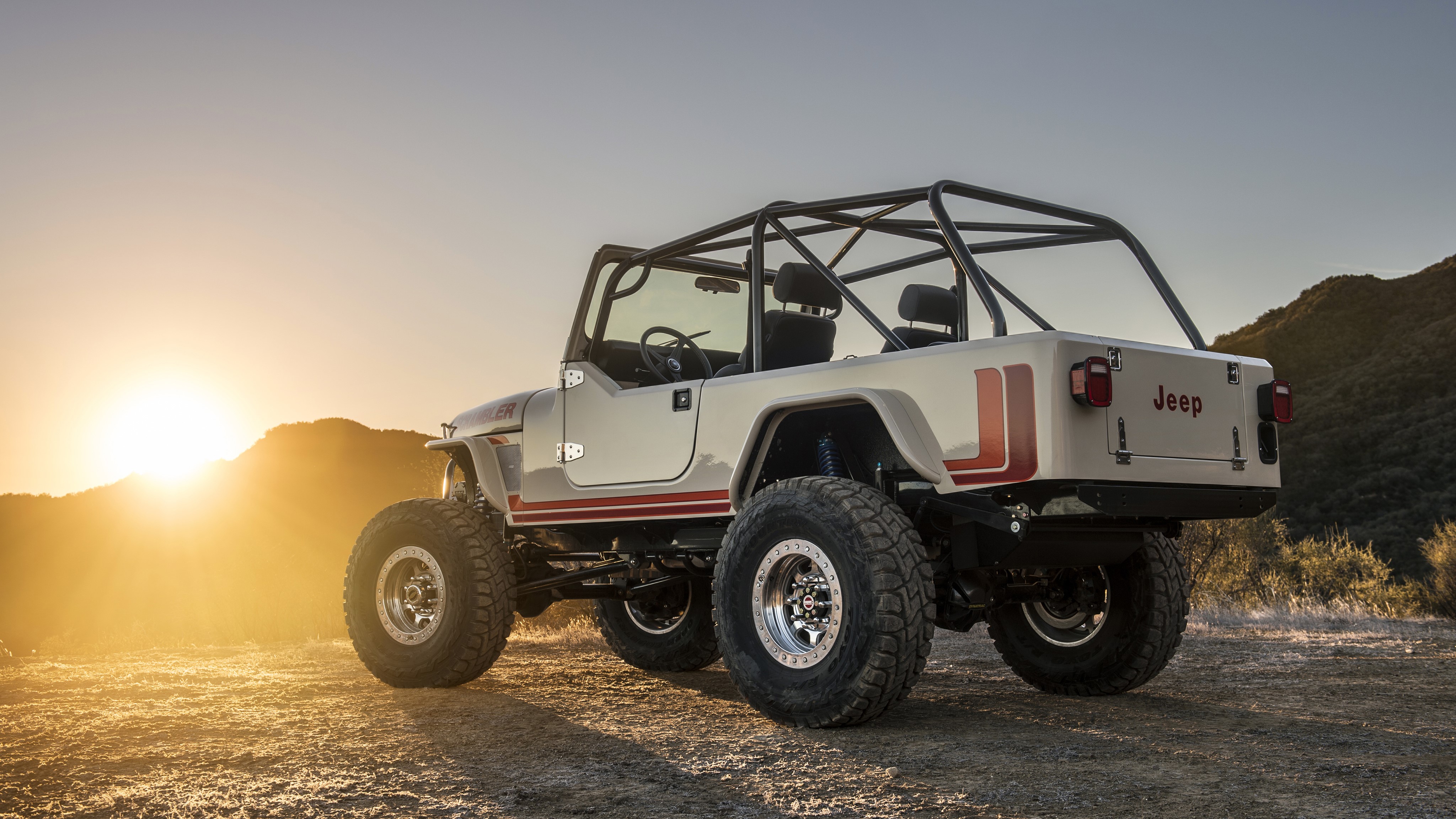 4K Jeep CJ-8 Scrambler at Sunset HD Wallpaper