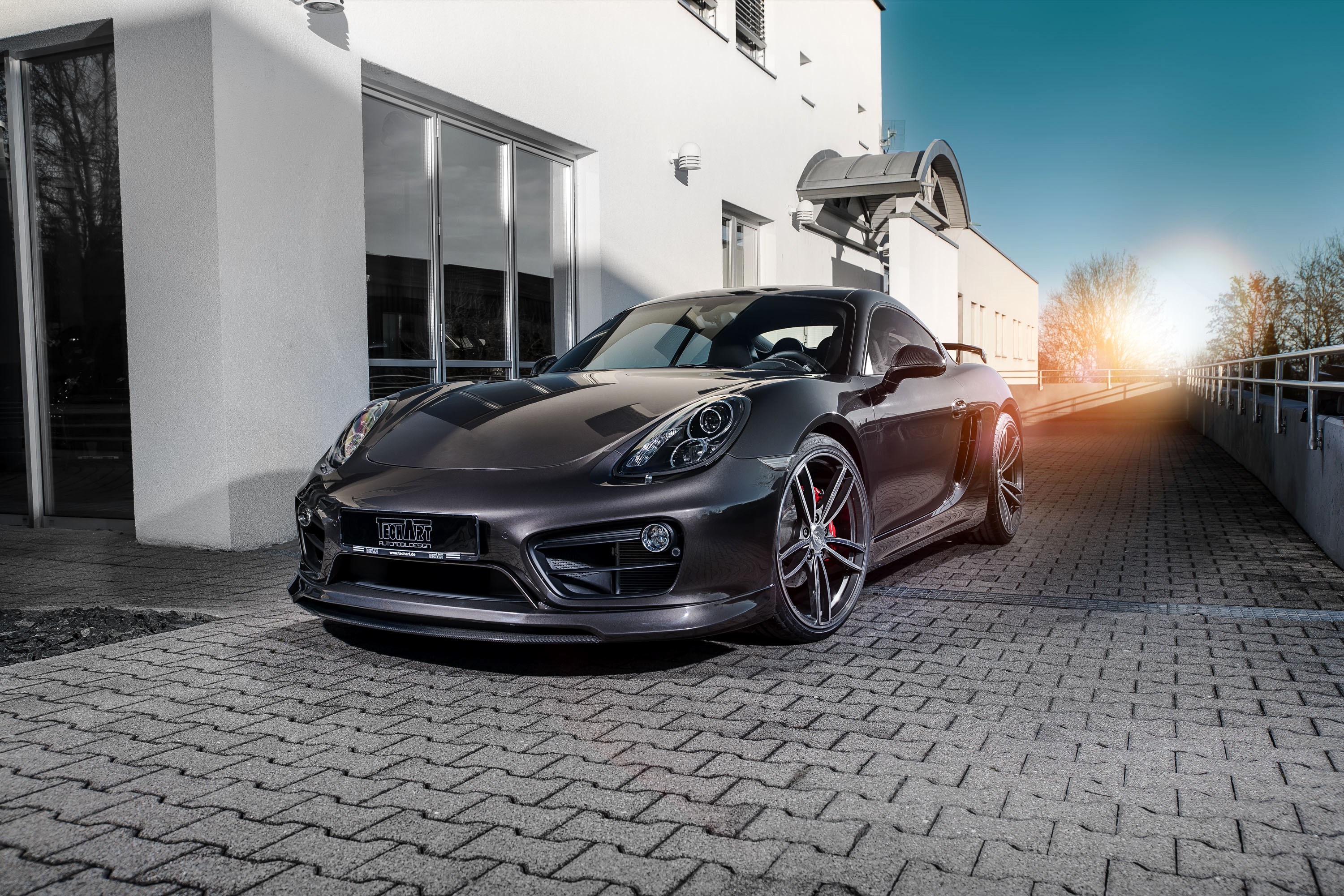 TechArt Cayman S (981C) Porsche on Paved Driveway HD Wallpaper