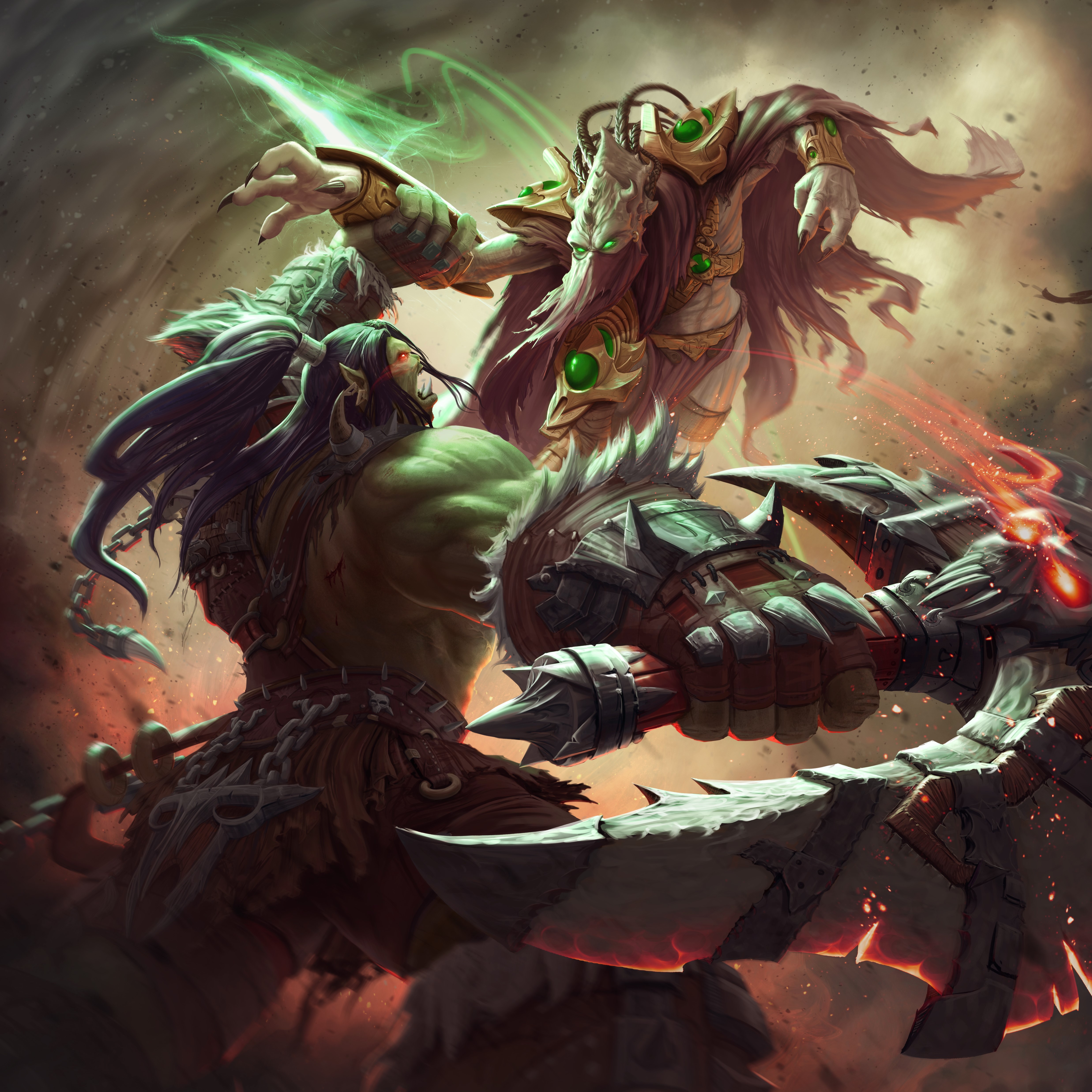 Thrall and Zeratu from World of Warcraft in battle HD Wallpaper