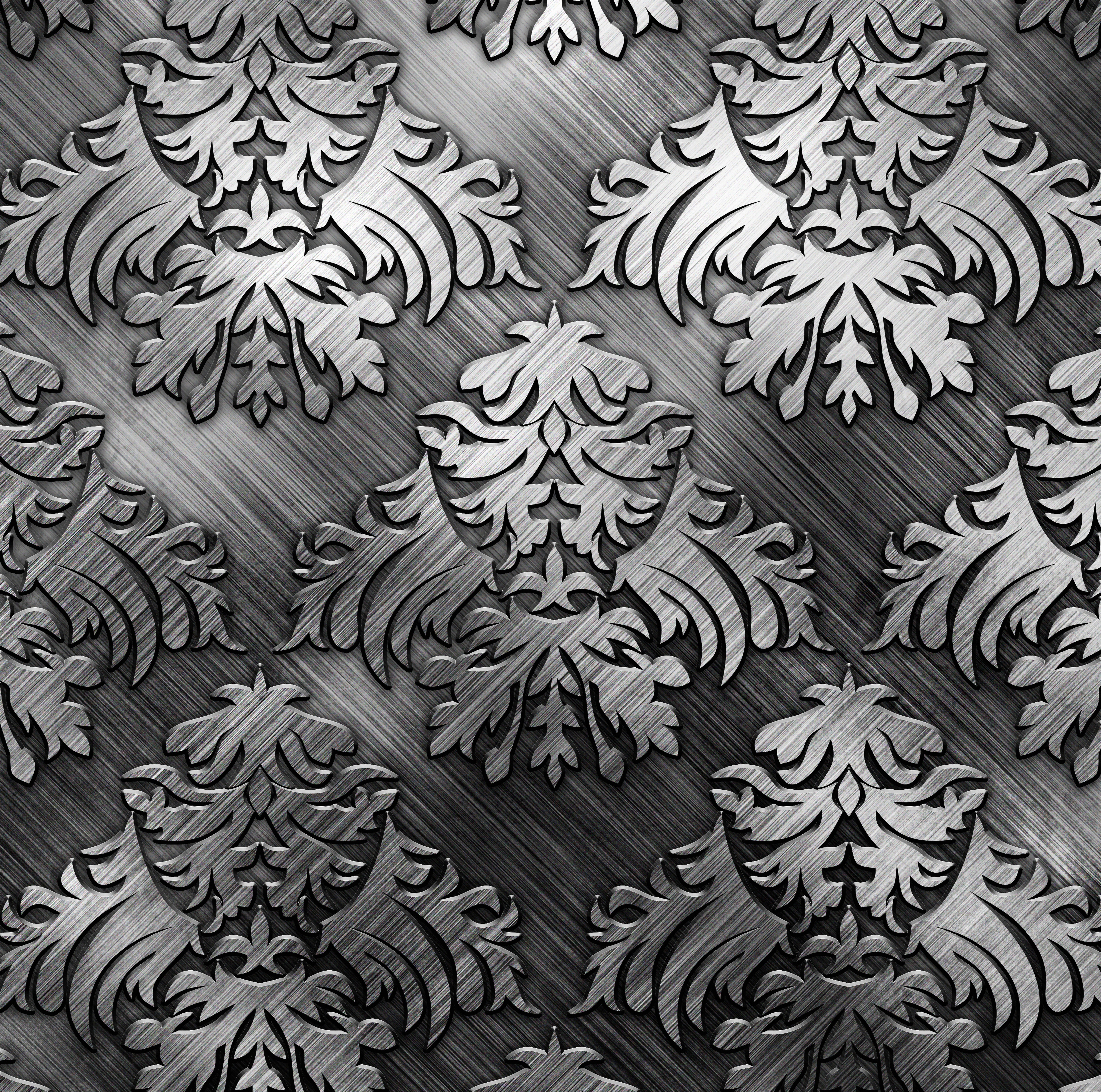Brushed Metal Damask Pattern Texture HD Wallpaper