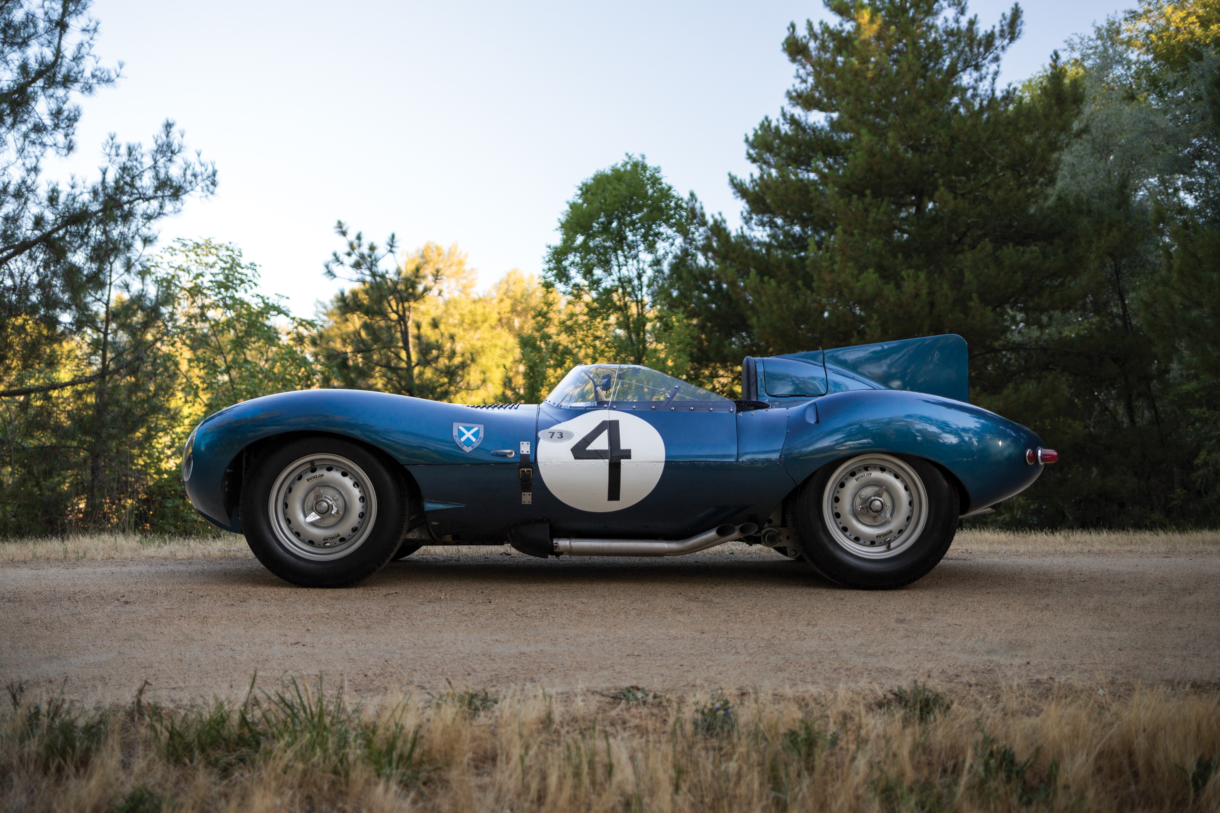 Blue 1955-56 Jaguar D-Type Short Nose race car HD Wallpaper