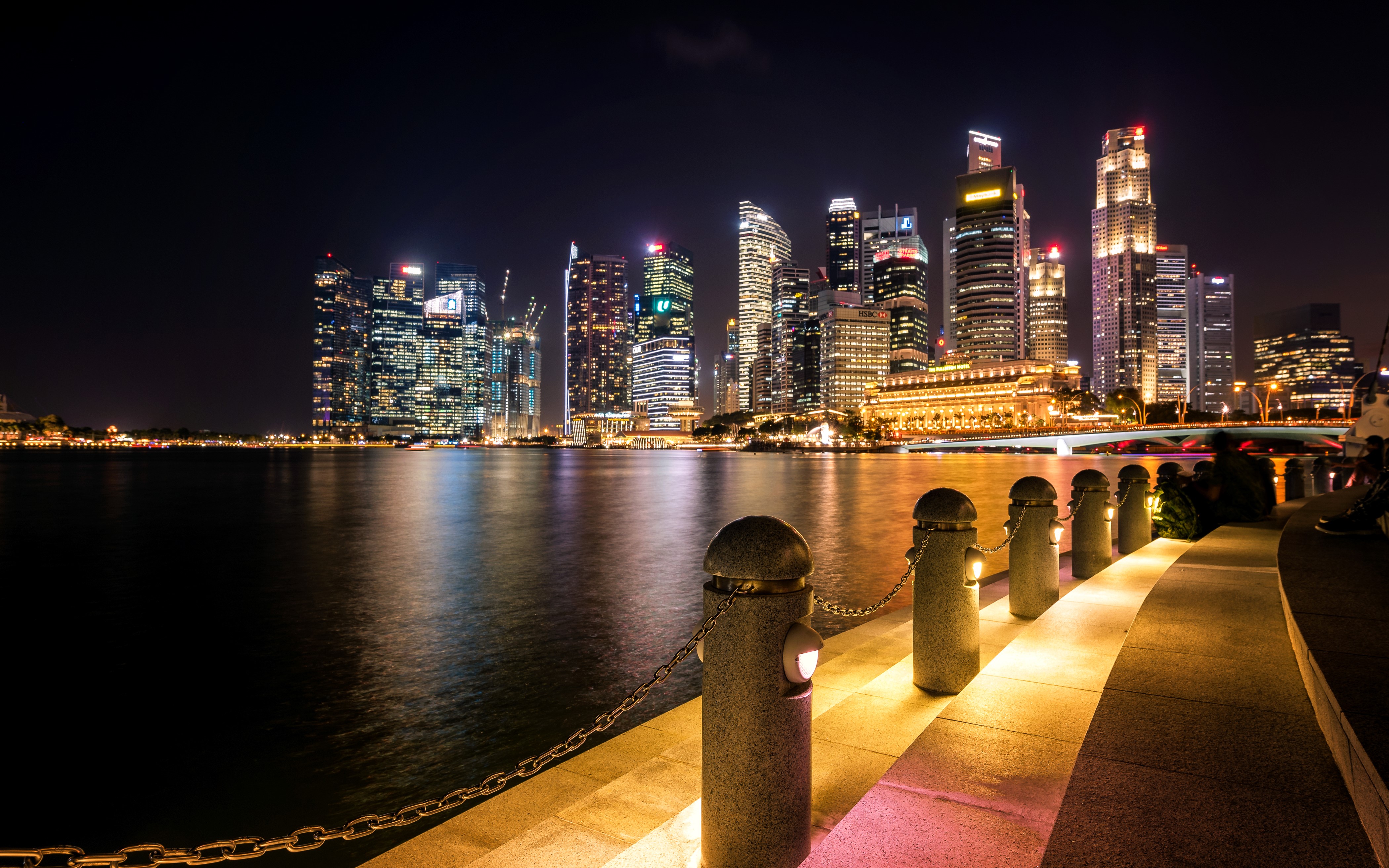 Singapore Skyline at Night HD Wallpaper