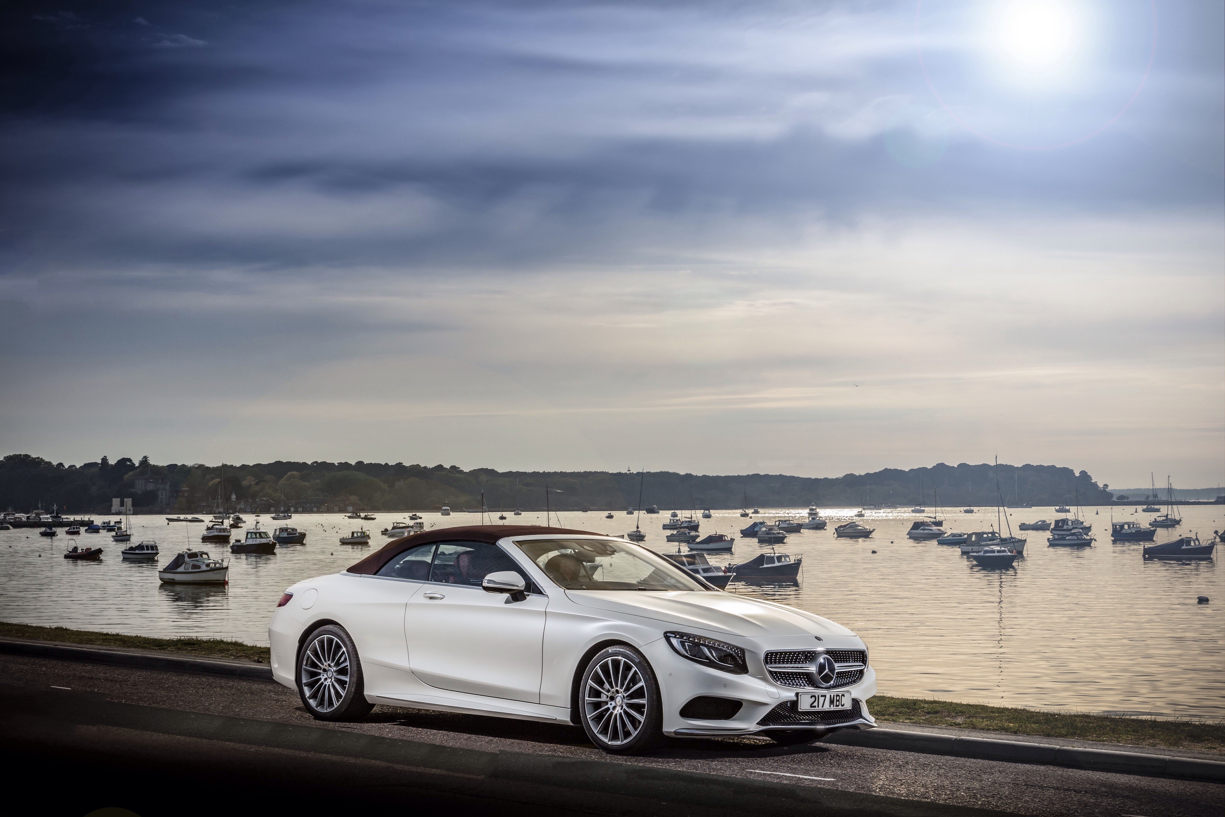 4K Mercedes-Benz S 500 Cabriolet AMG line by the water HD Wallpaper