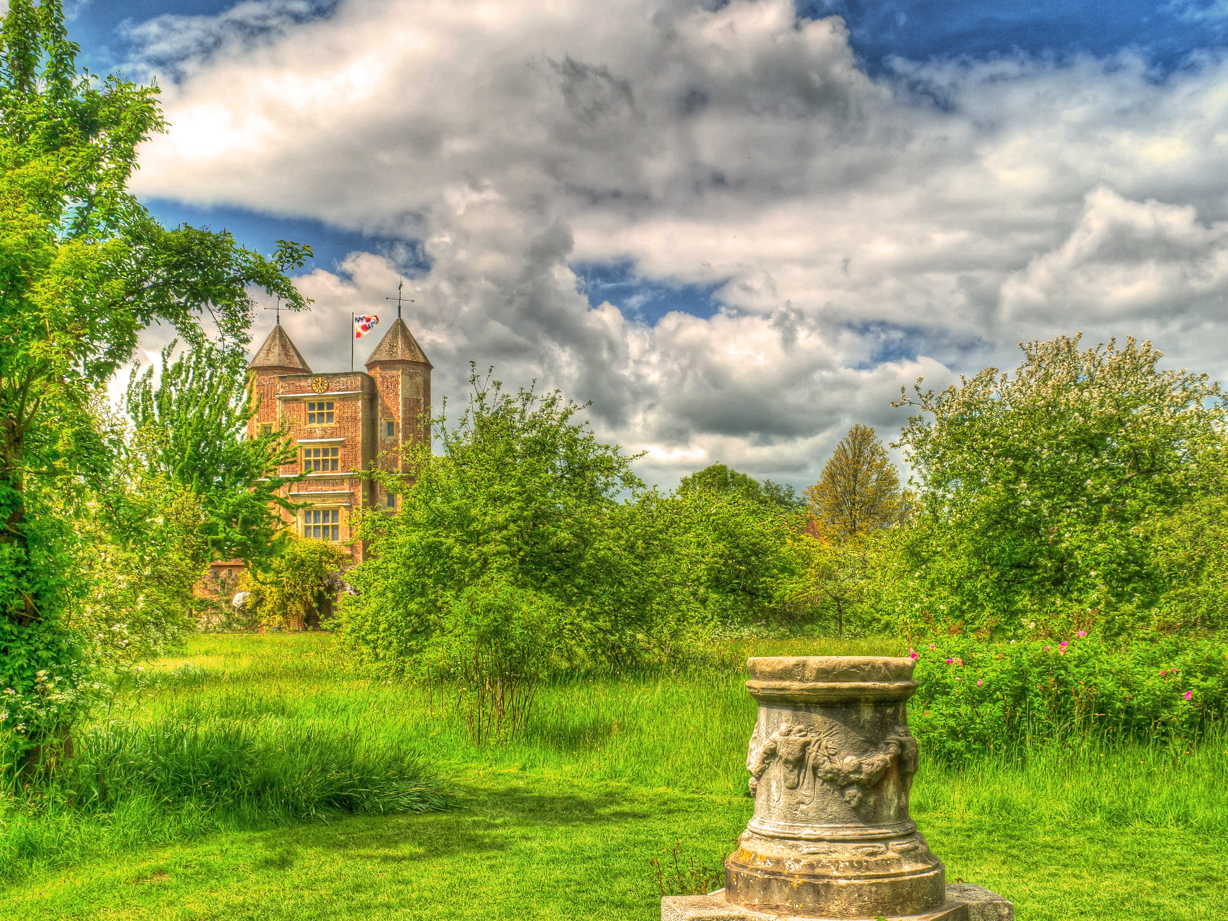 Sissinghurst Castle in England with HDR clouds HD Wallpaper