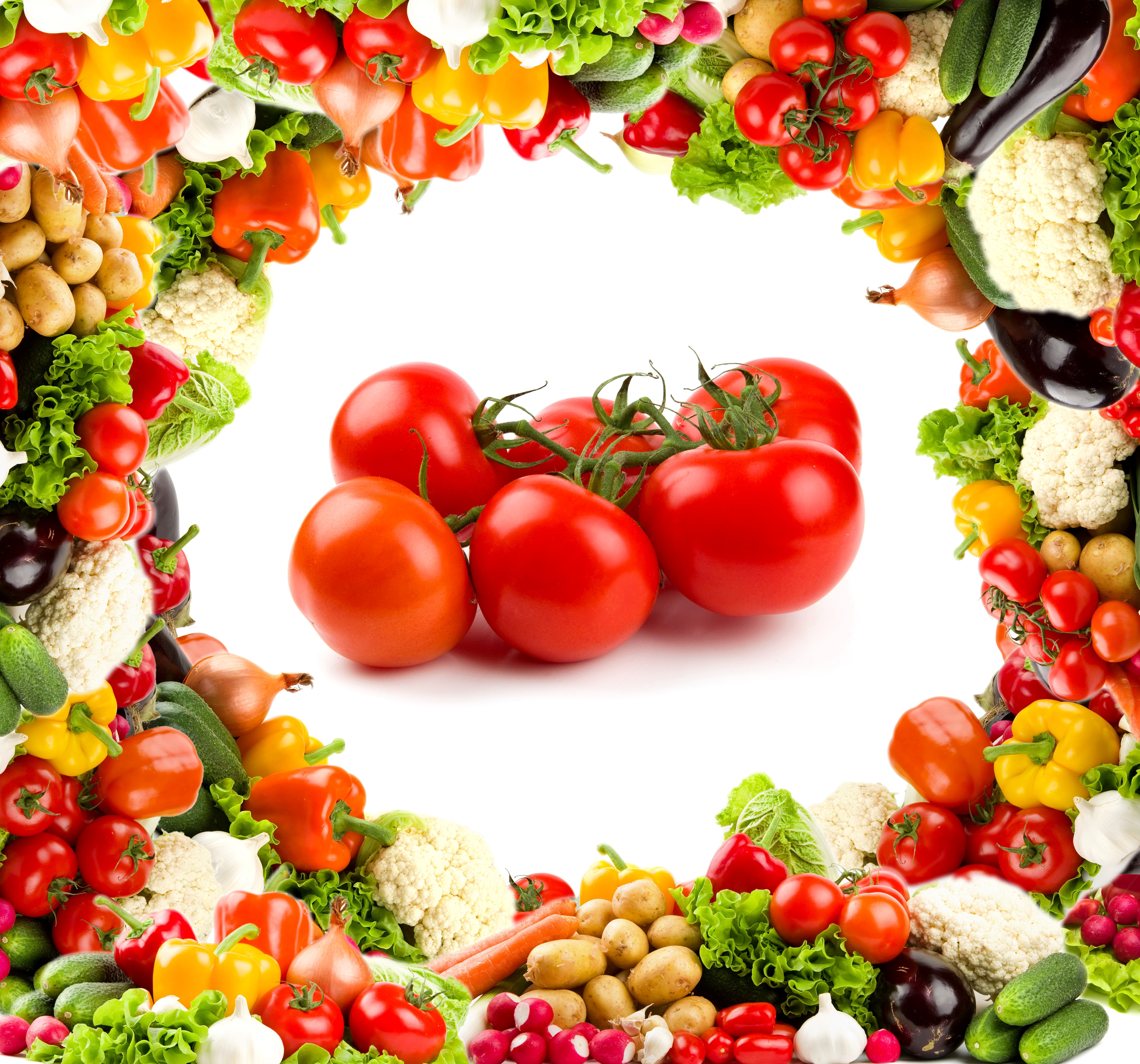 4K Vegetables and Tomatoes Frame HD Wallpaper