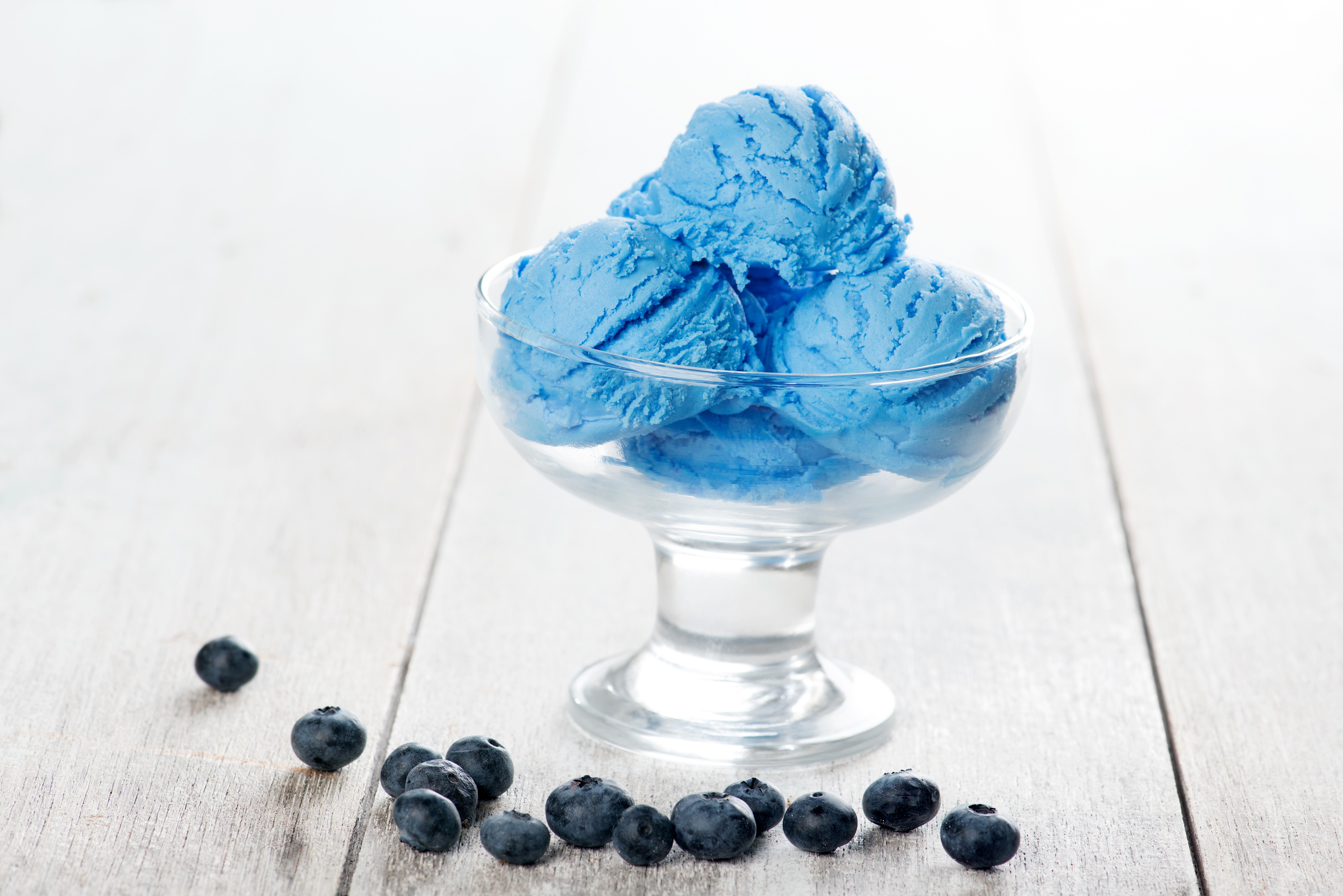Blue Ice Cream Scoops with Blueberries HD Wallpaper