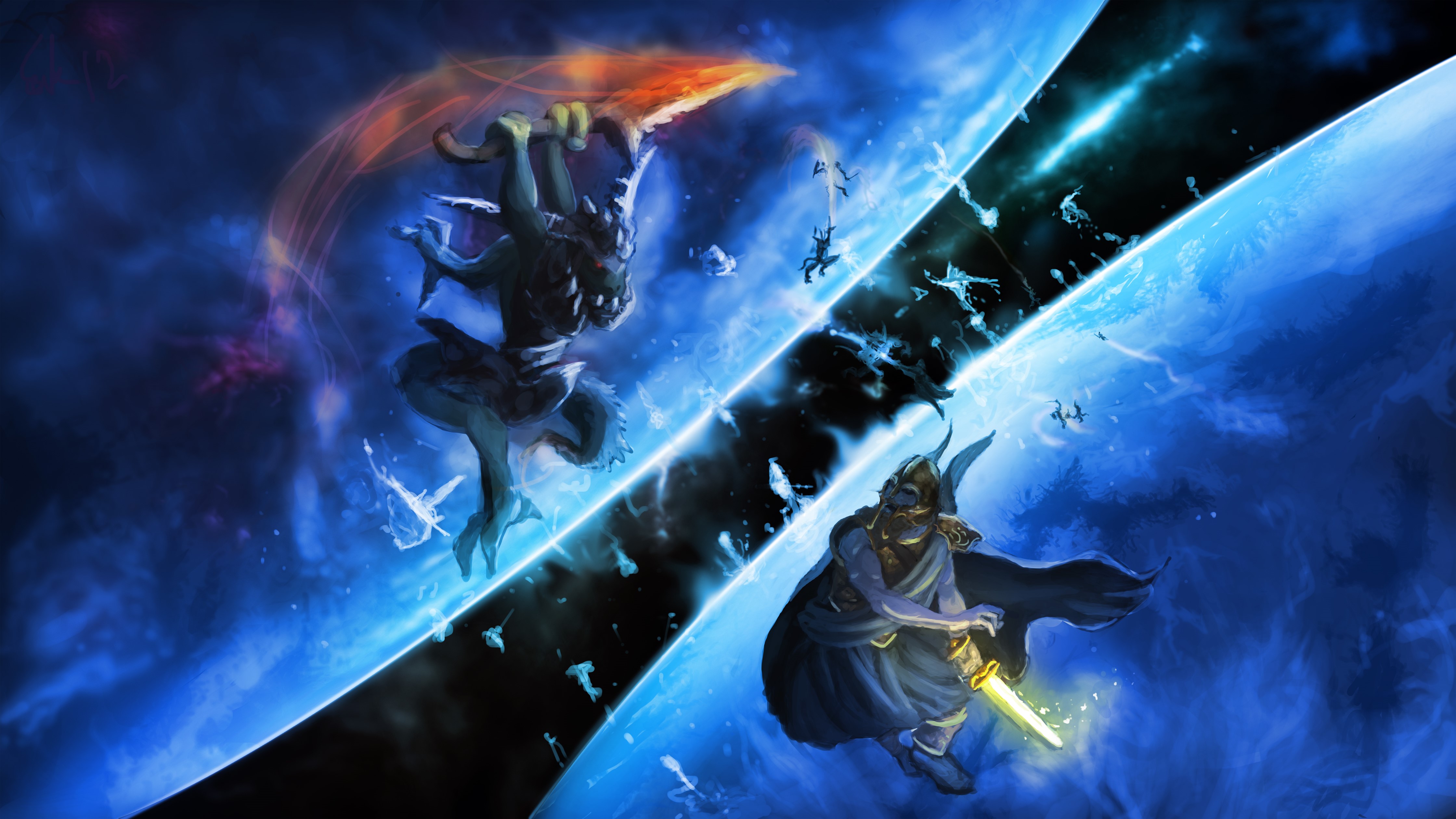 4K Battles of Warriors in Space HD Wallpaper