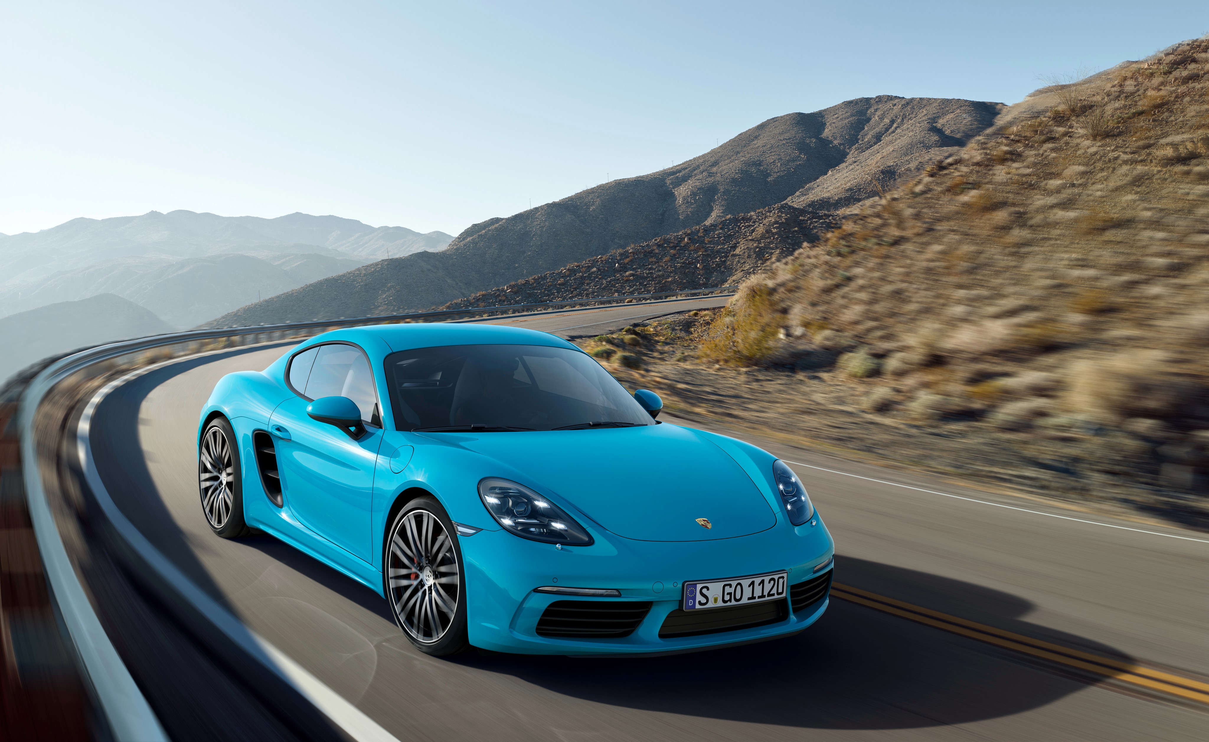 4K Porsche 718 Cayman S on a mountain road HD Wallpaper