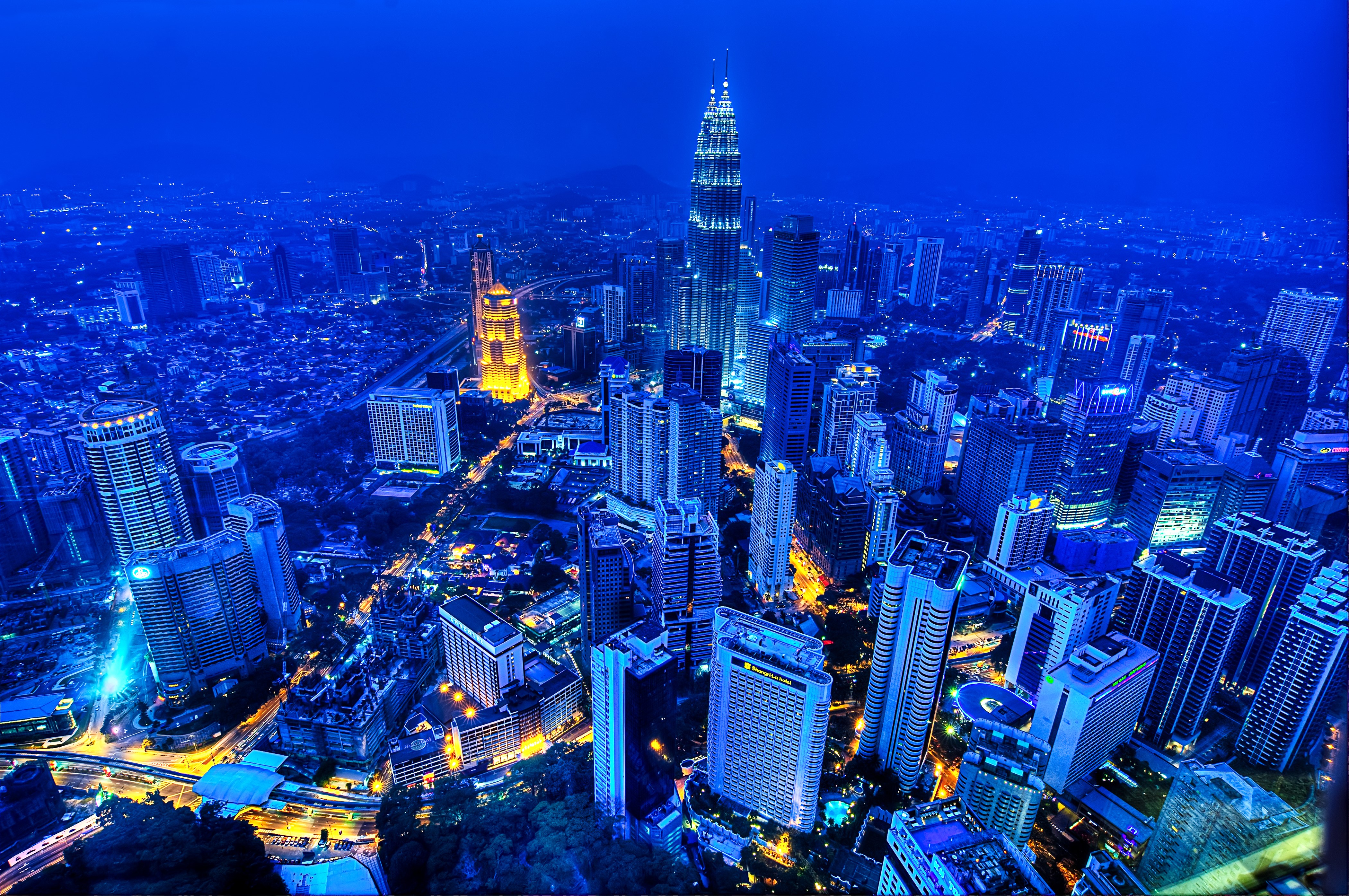 Kuala Lumpur cityscape at night from above HD Wallpaper