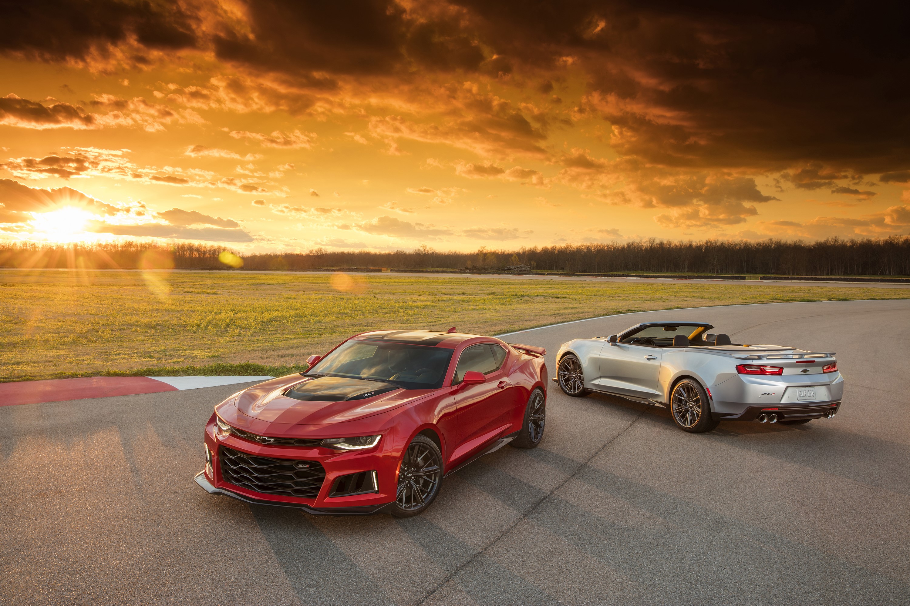 2017 Chevrolet Camaro ZL1 Coupe and Convertible at Sunset HD Wallpaper
