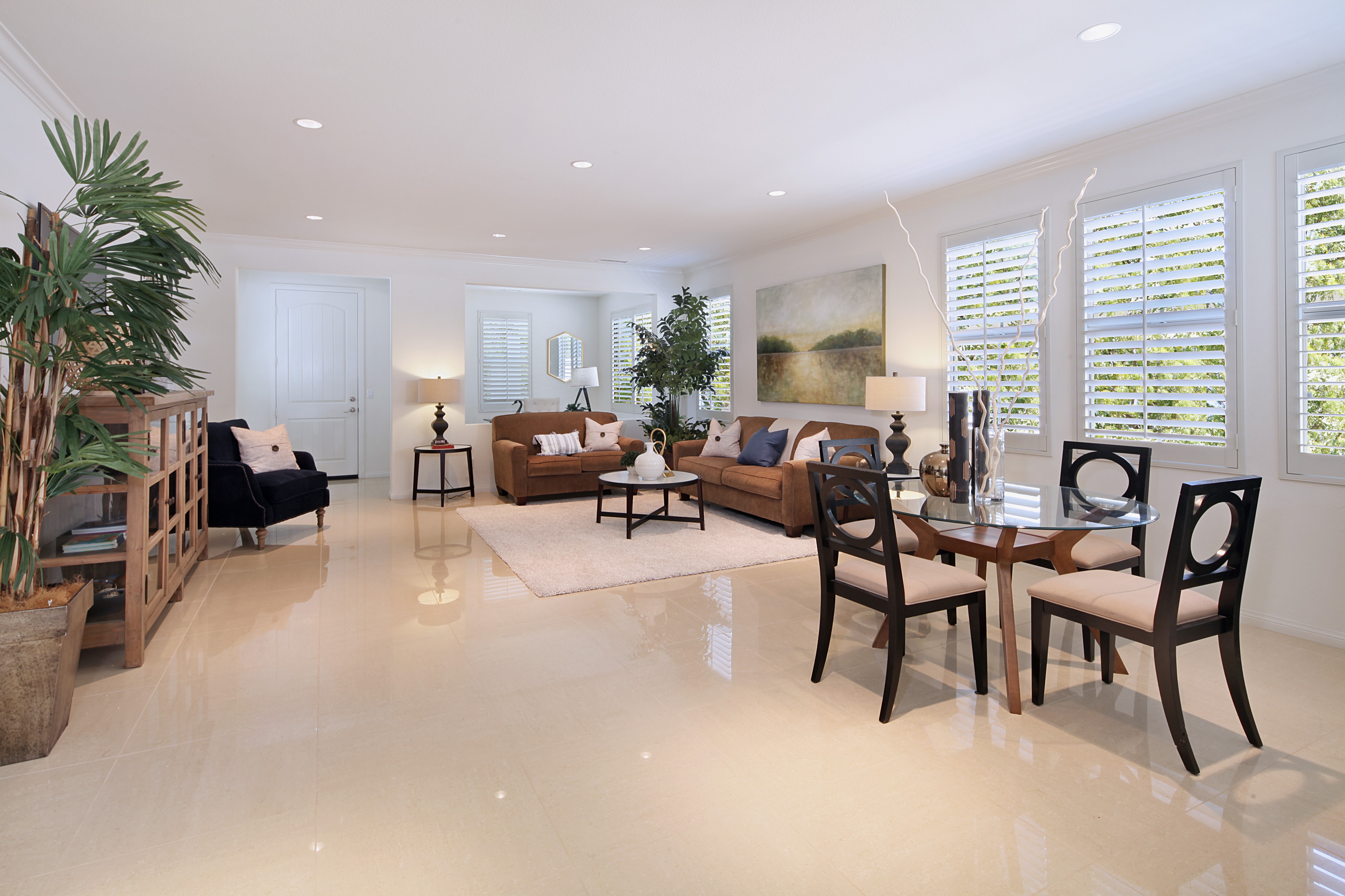 Living room with sofas, table, and chairs HD Wallpaper