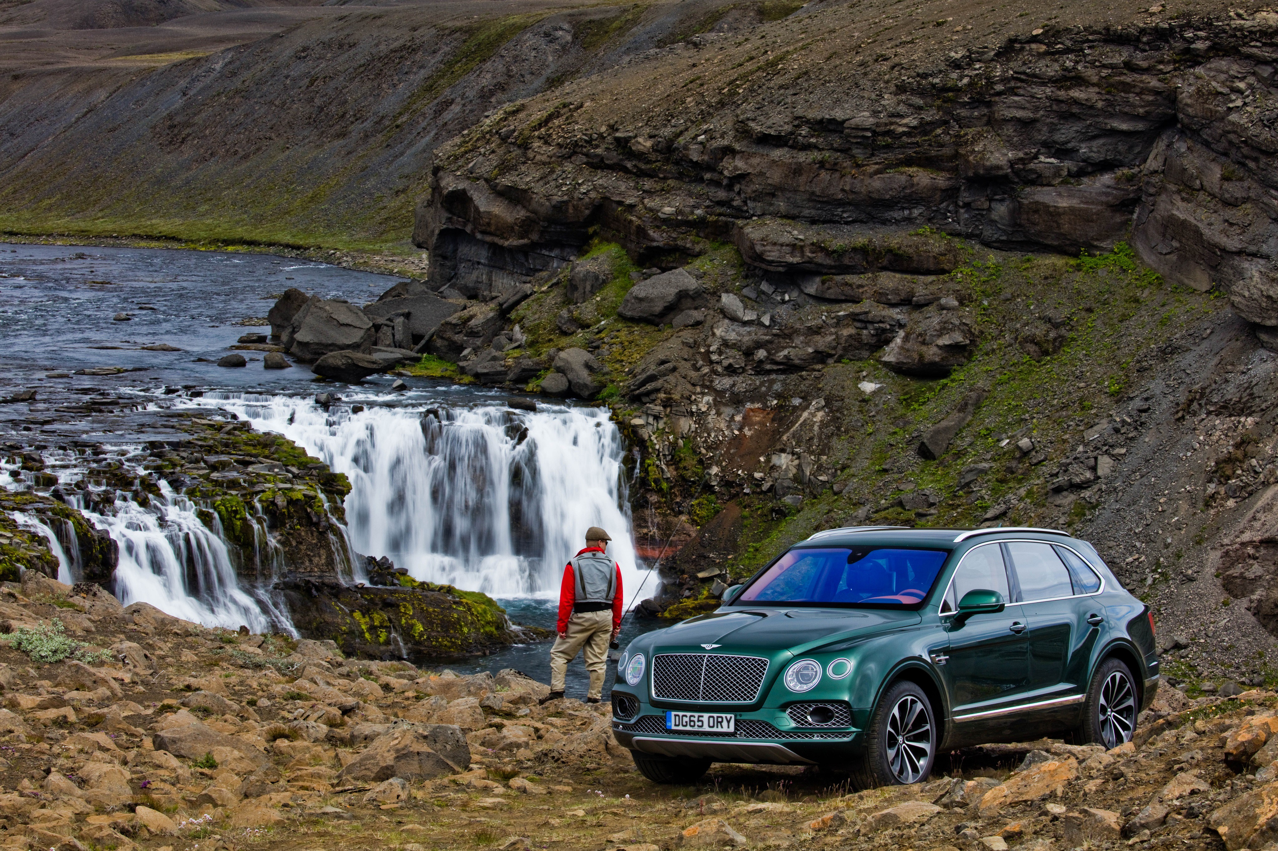 Bentley Bentayga Fly Fishing by Mulliner at Waterfalls HD Wallpaper