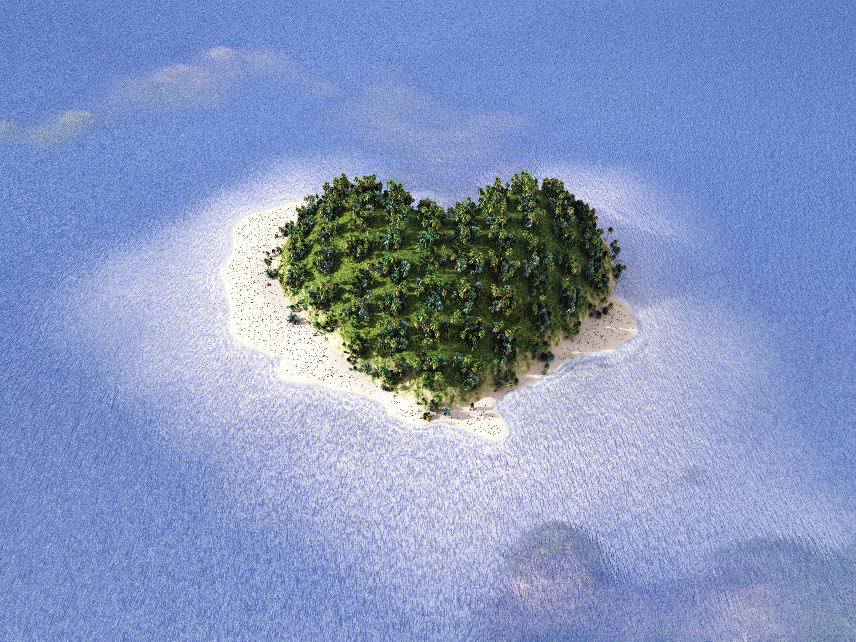 Heart-shaped island in the ocean HD Wallpaper