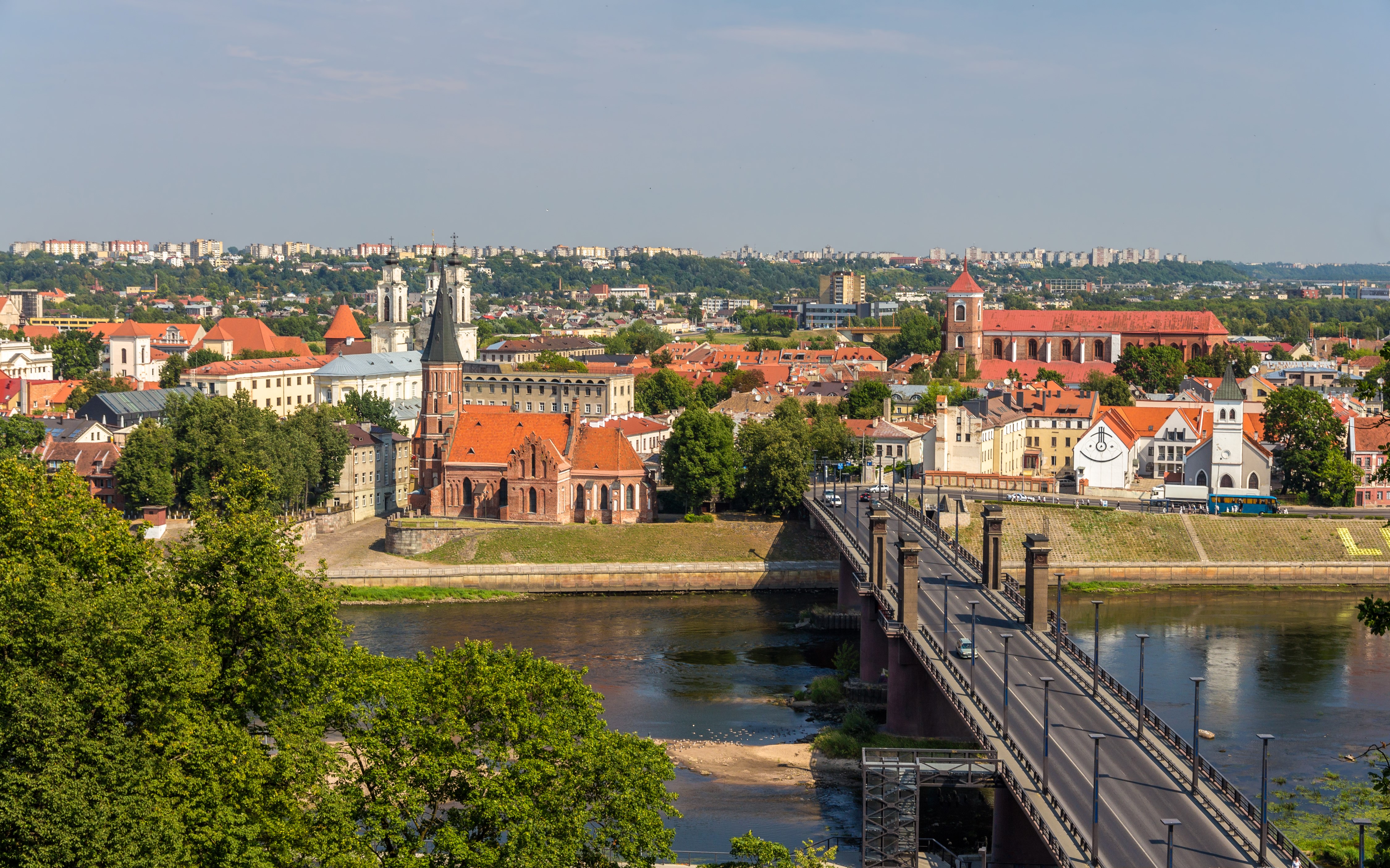 Kaunas, Lithuania: River, Bridge, and Old Town HD Wallpaper