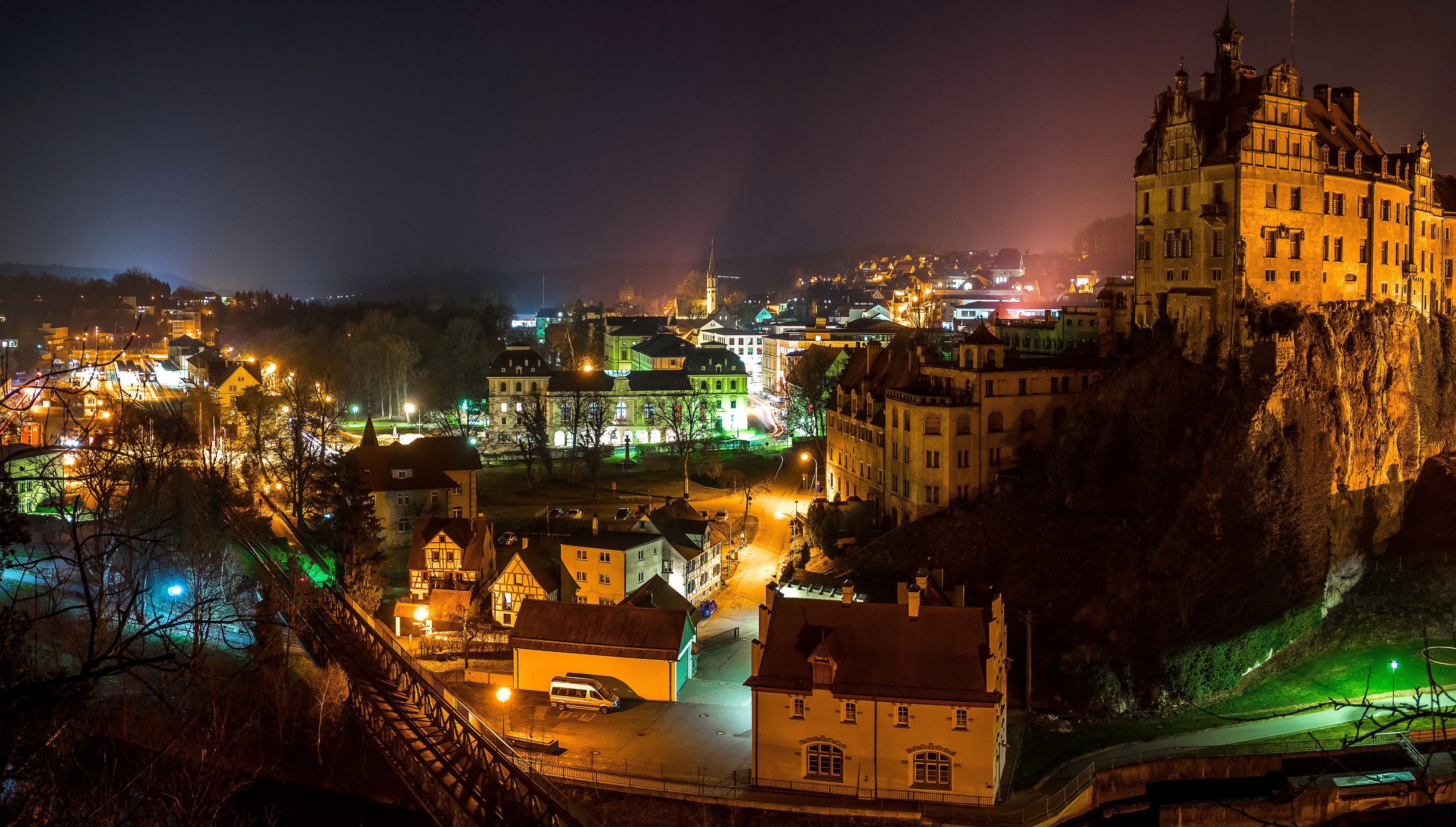 Sigmaringen Castle at night, Germany HD Wallpaper