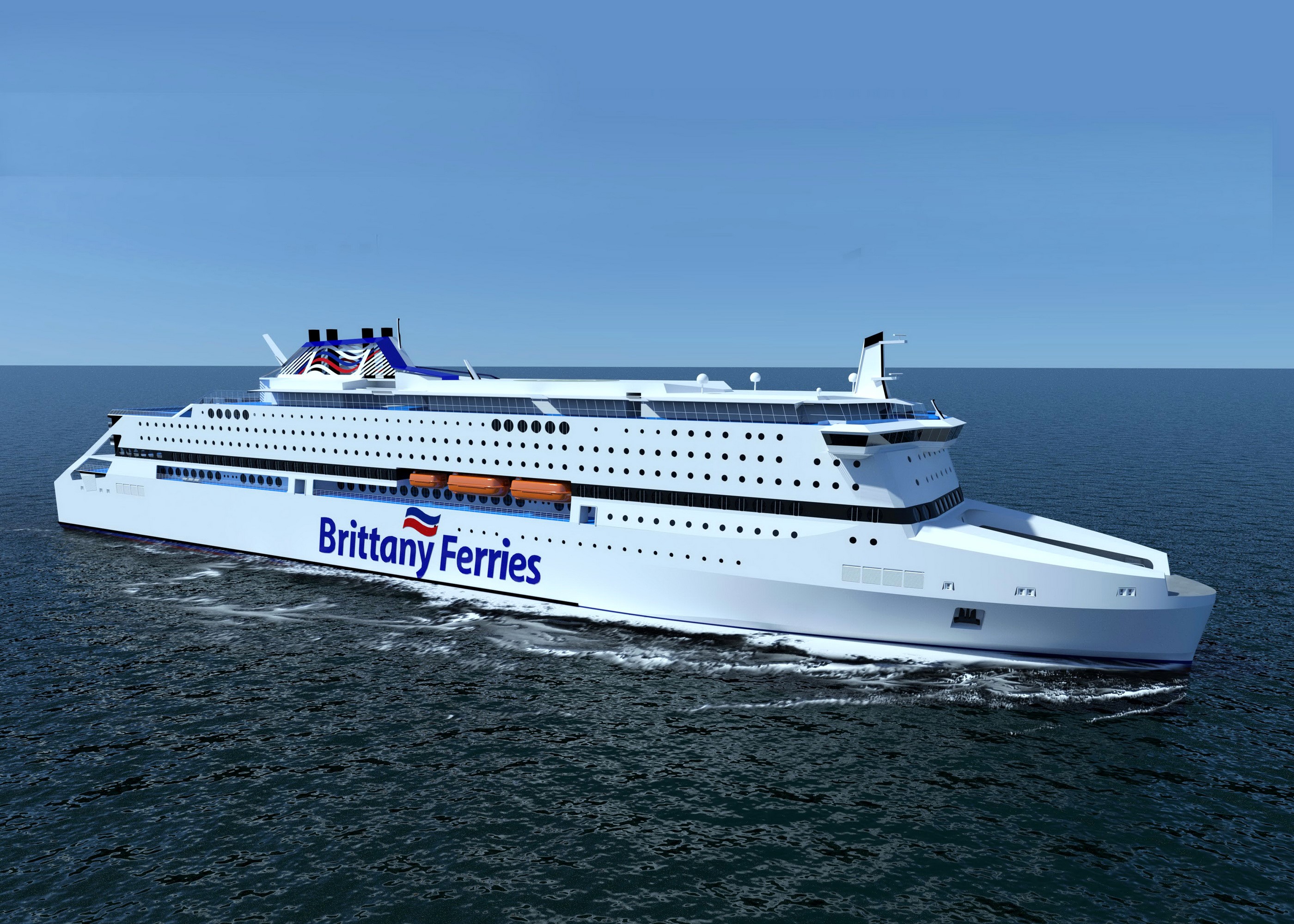 Brittany Ferries ship sailing on the sea HD Wallpaper