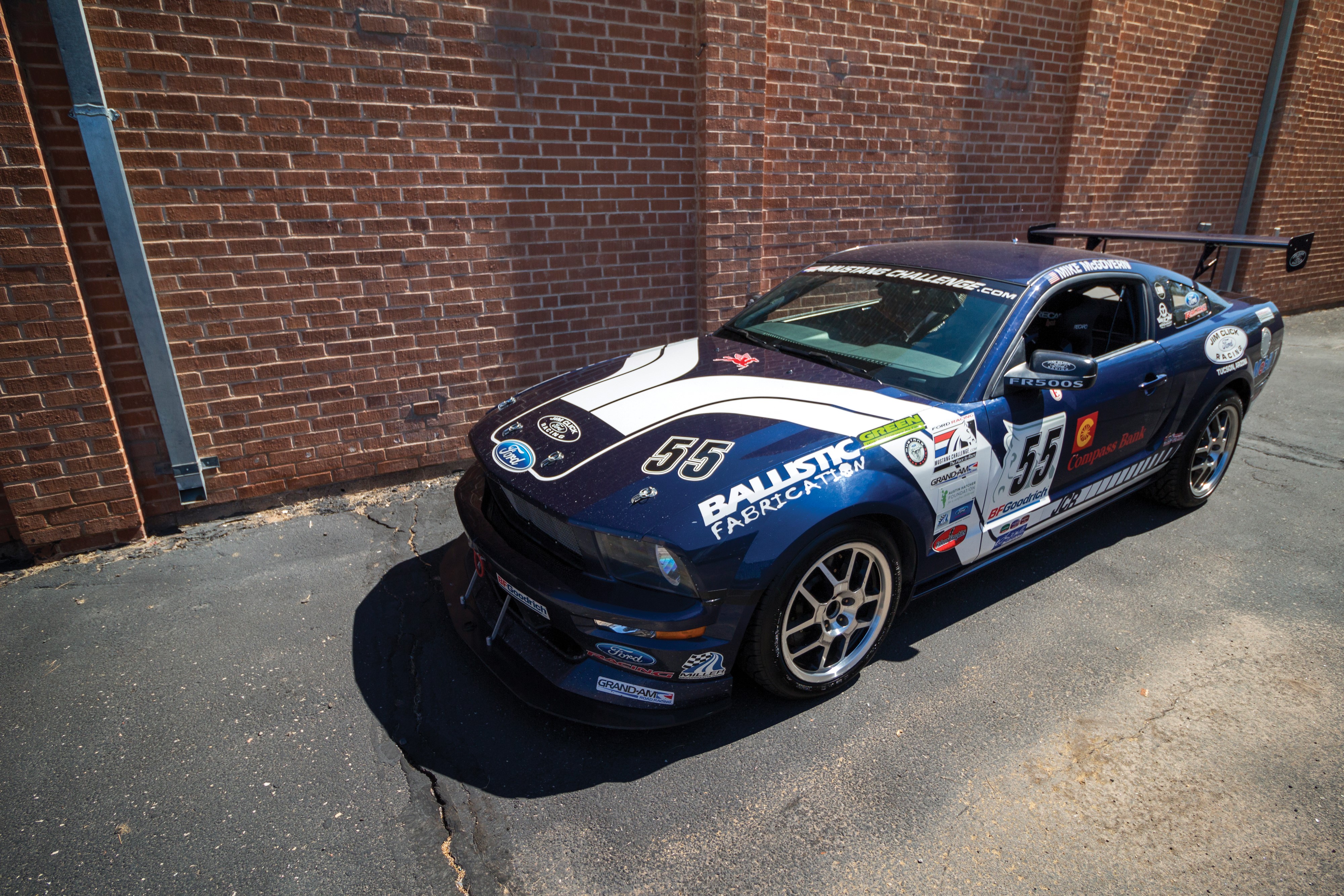 Blue 2008 Mustang FR500S race car with number 55 HD Wallpaper