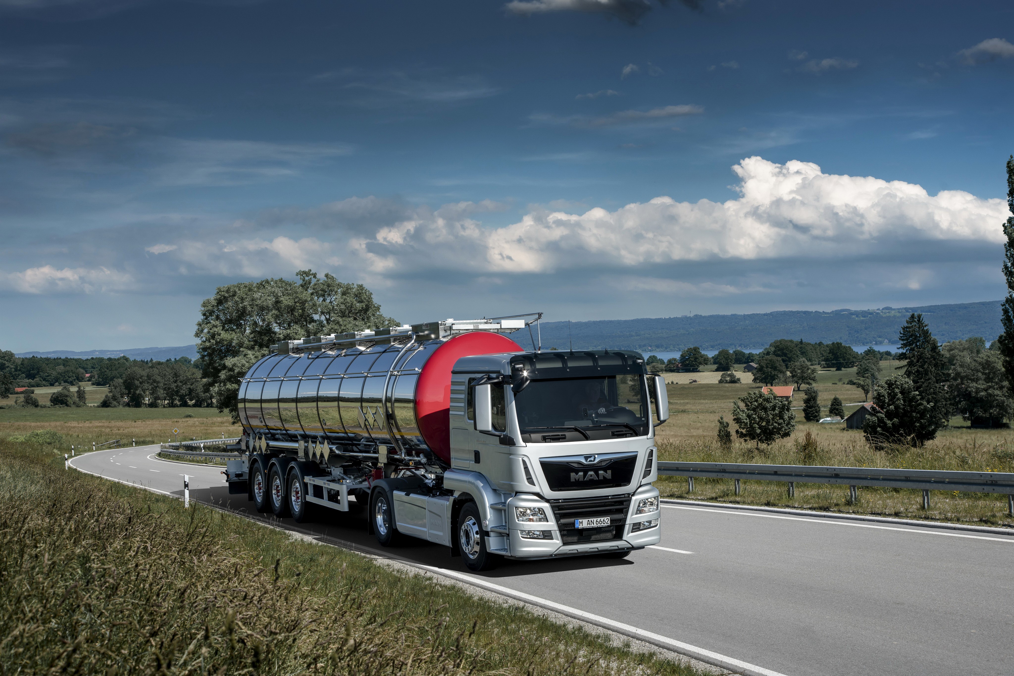 4K MAN SE Tanker Truck on Road HD Wallpaper