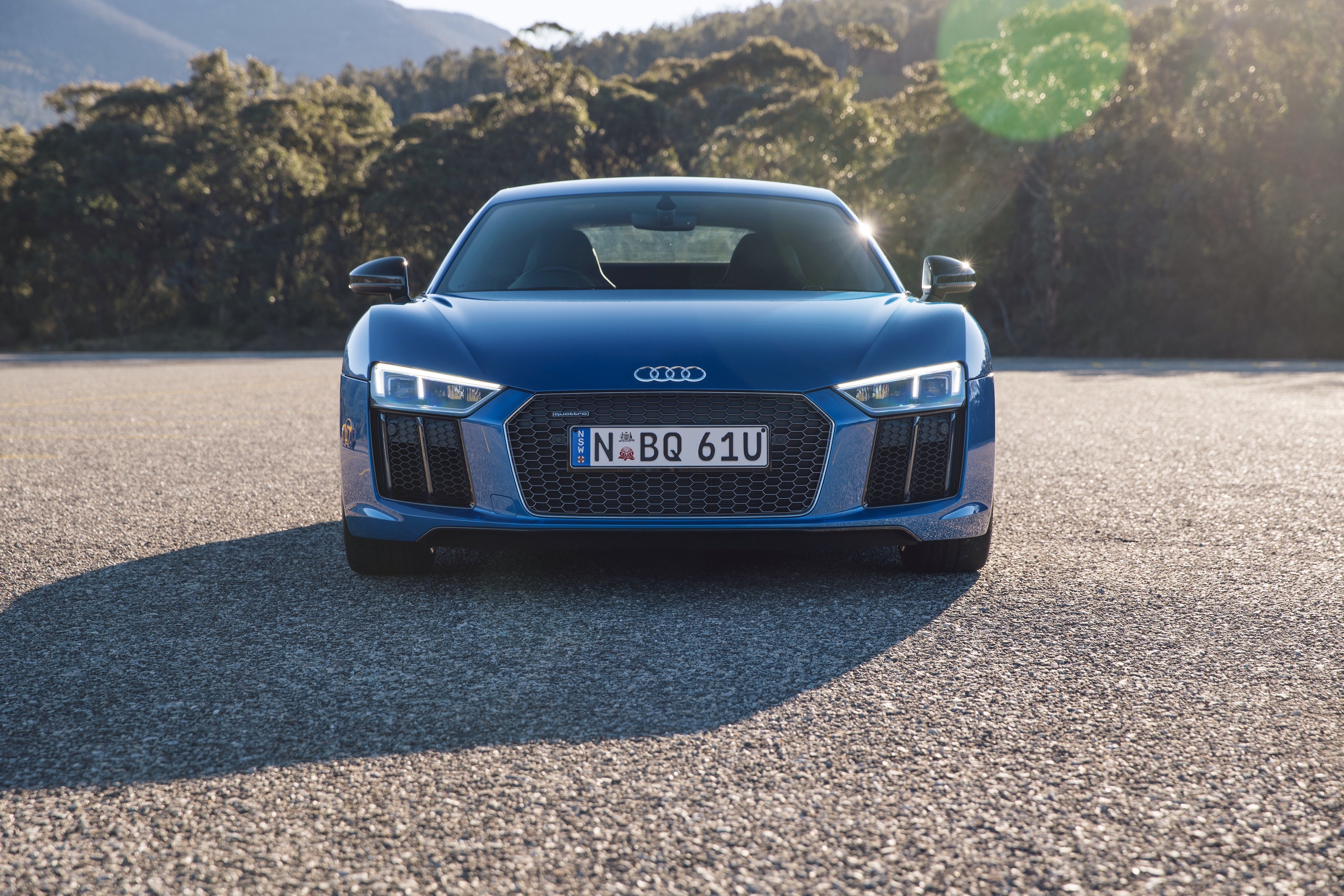 Blue Audi R8 V10 Front View HD Wallpaper