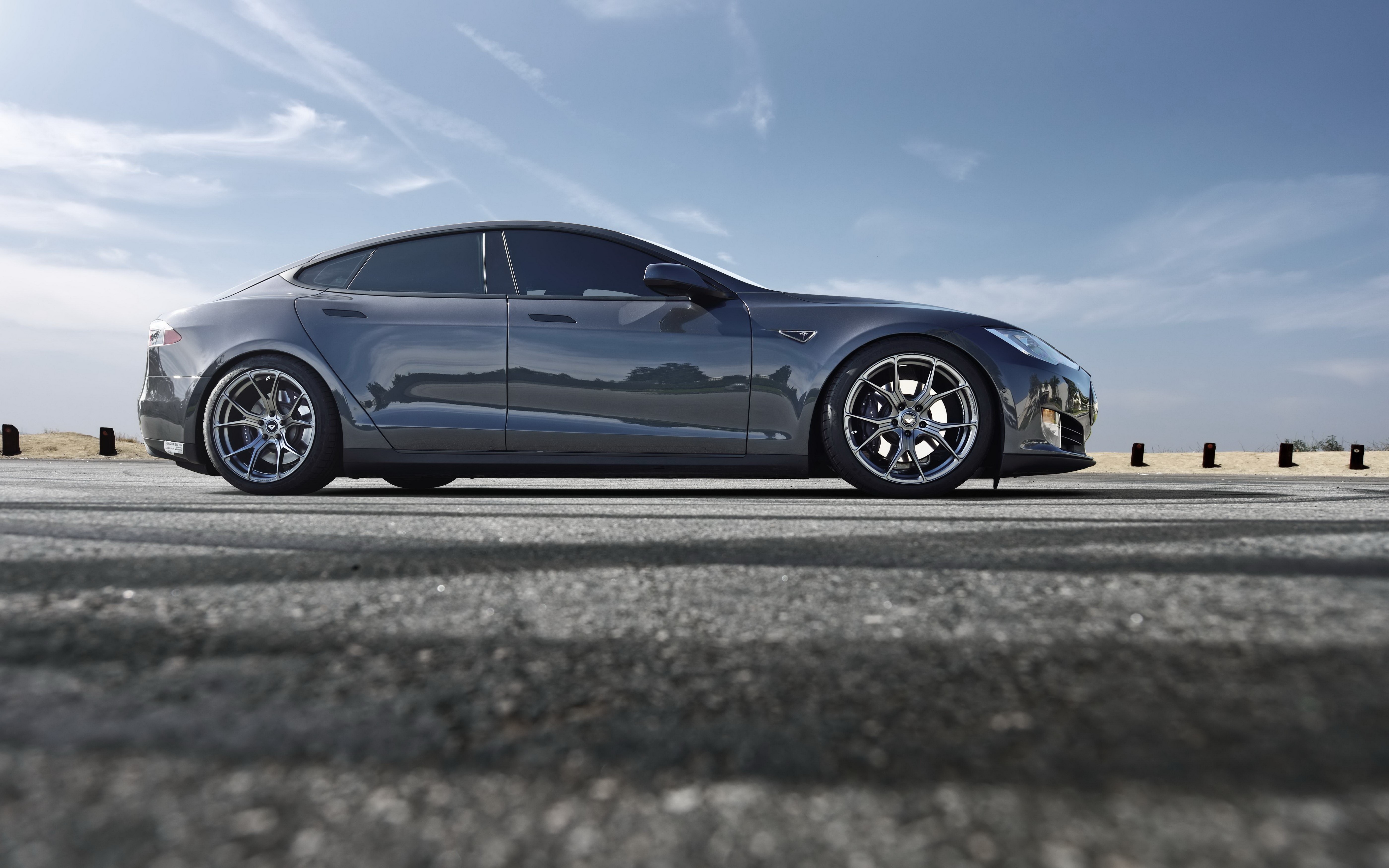 Tesla Model S on a Road HD Wallpaper