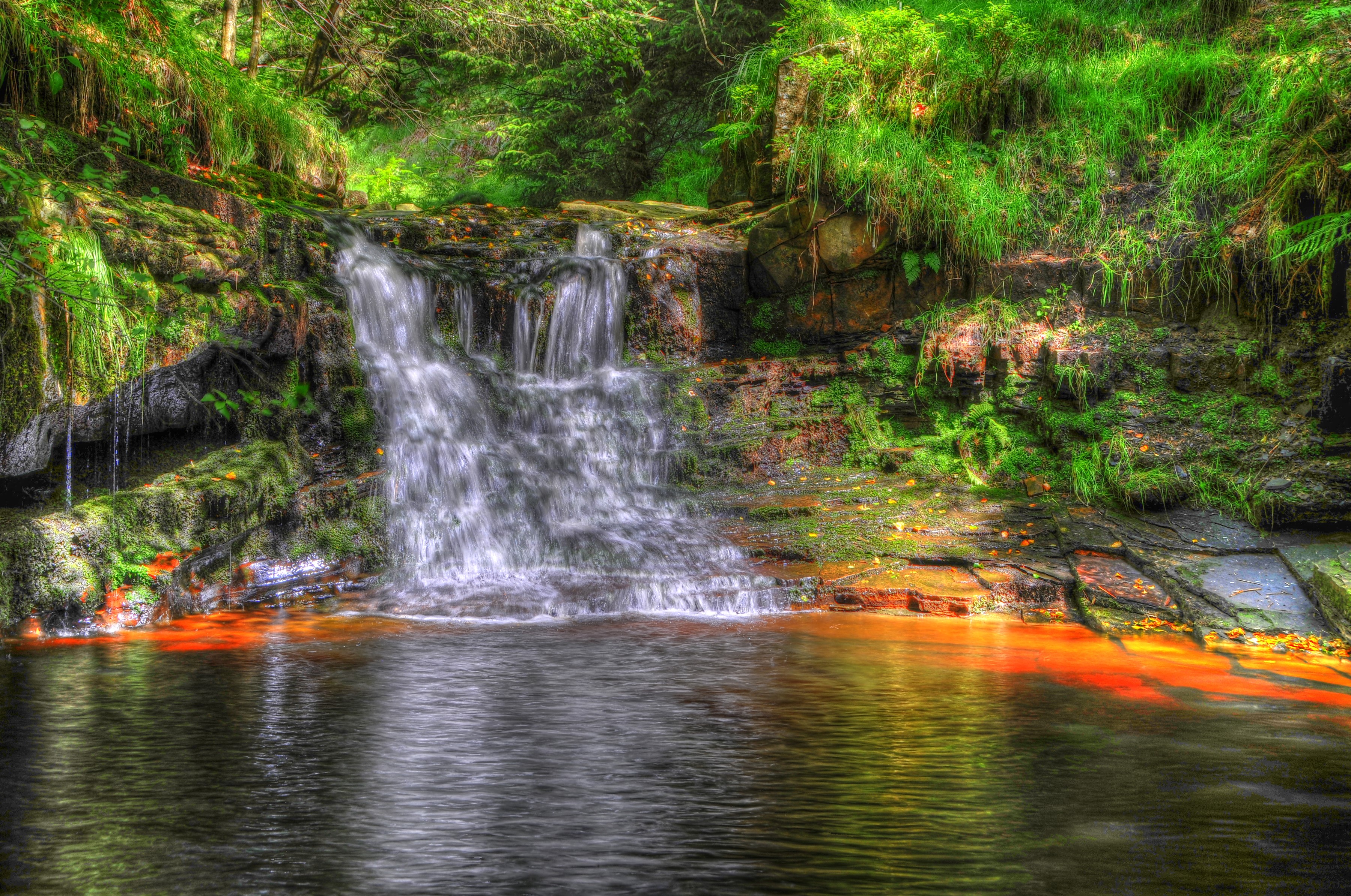 Lead Mines Clough Waterfall in England HD Wallpaper