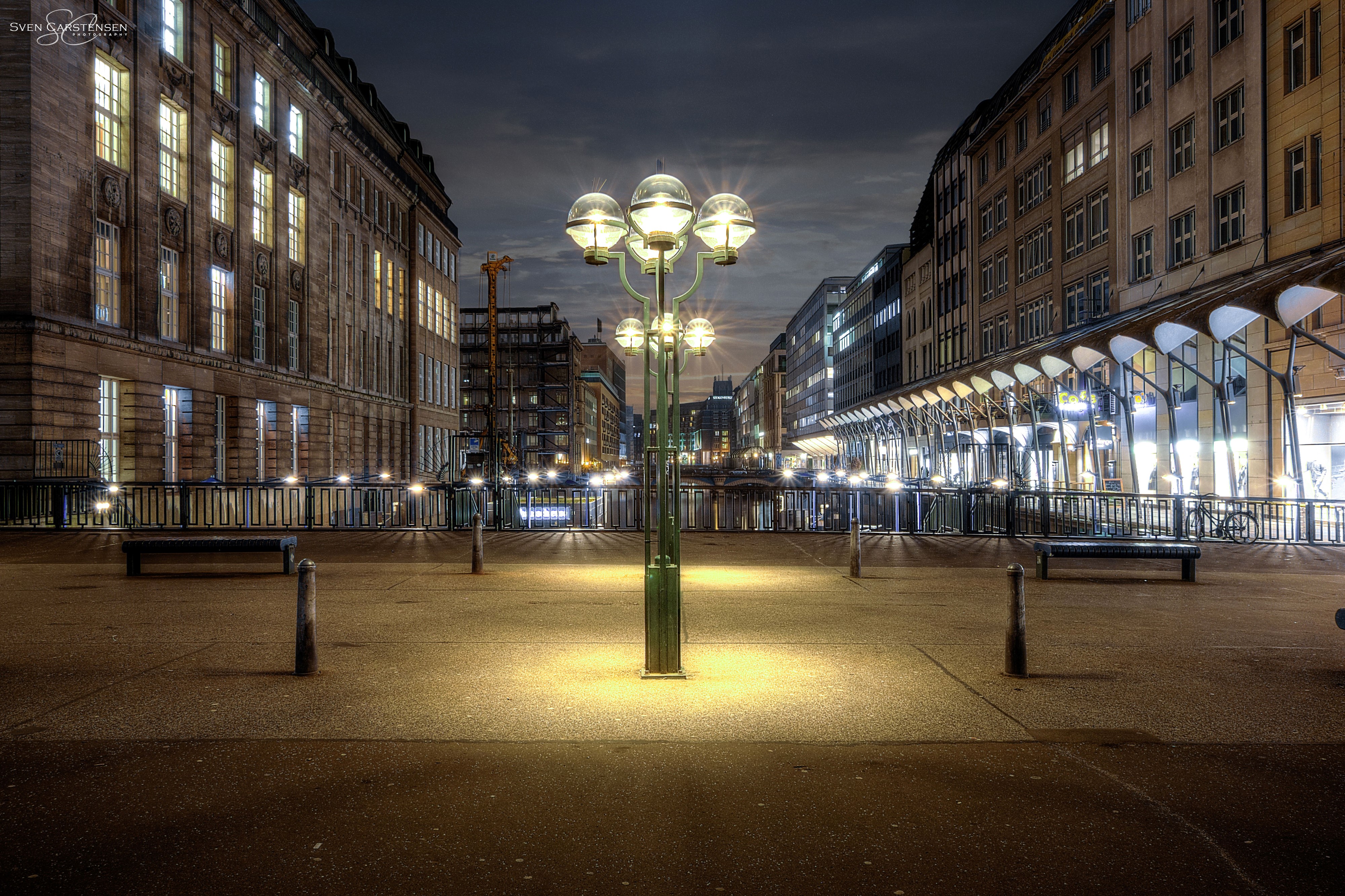 Hamburg Germany Night Street Lights HD Wallpaper