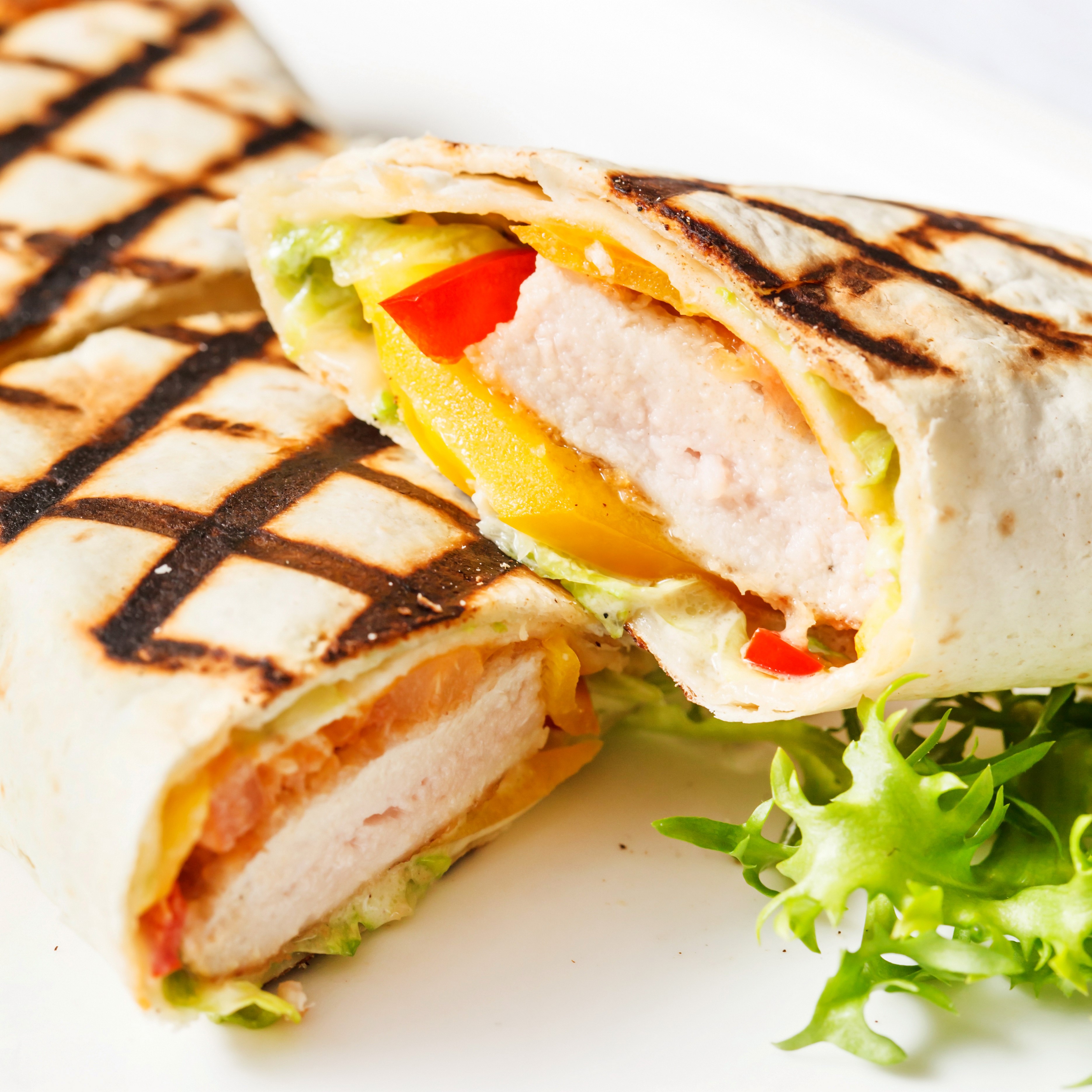 Grilled Chicken Wrap with Vegetables HD Wallpaper