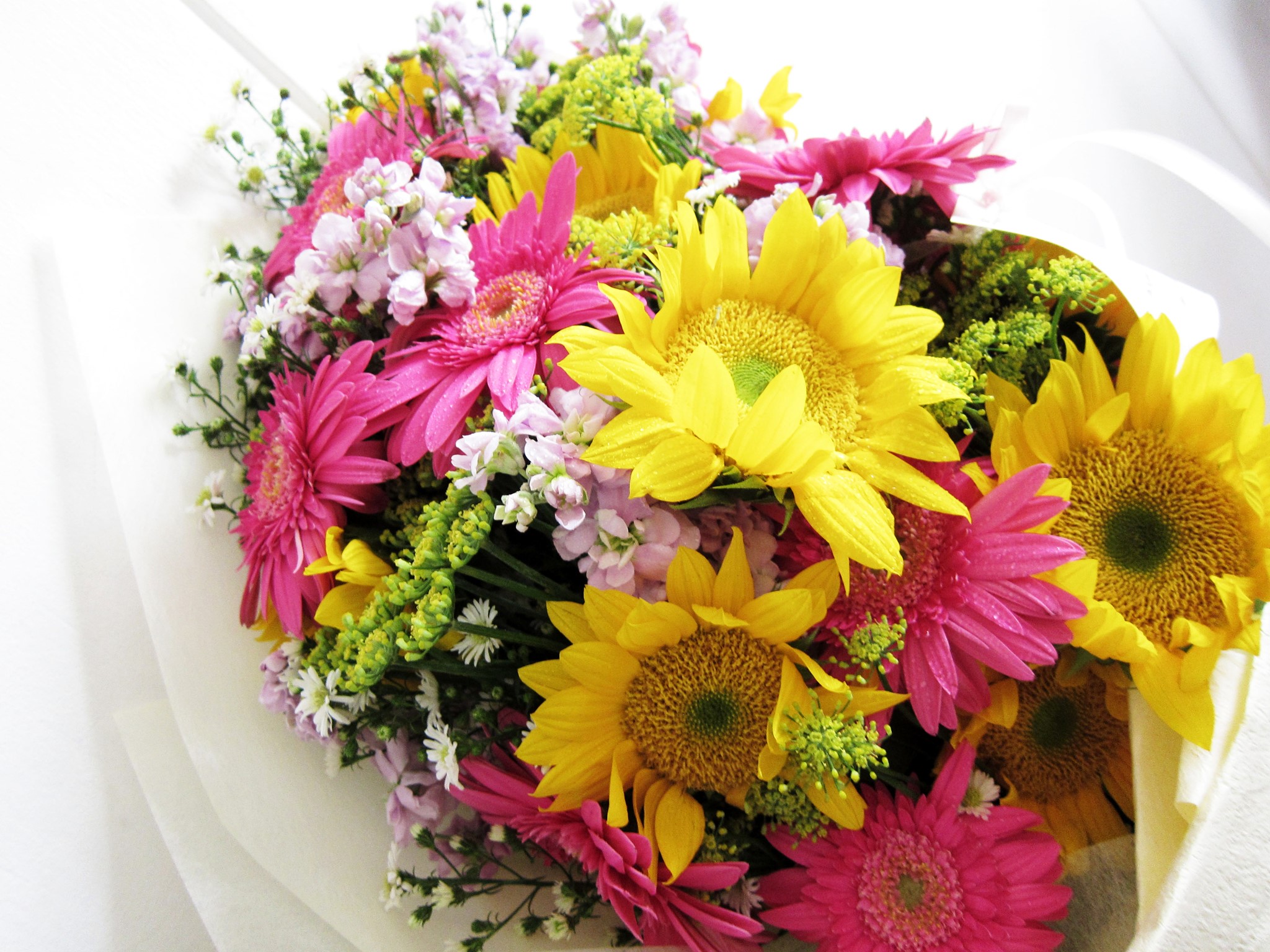 Bouquets of Gerberas and Sunflowers HD Wallpaper