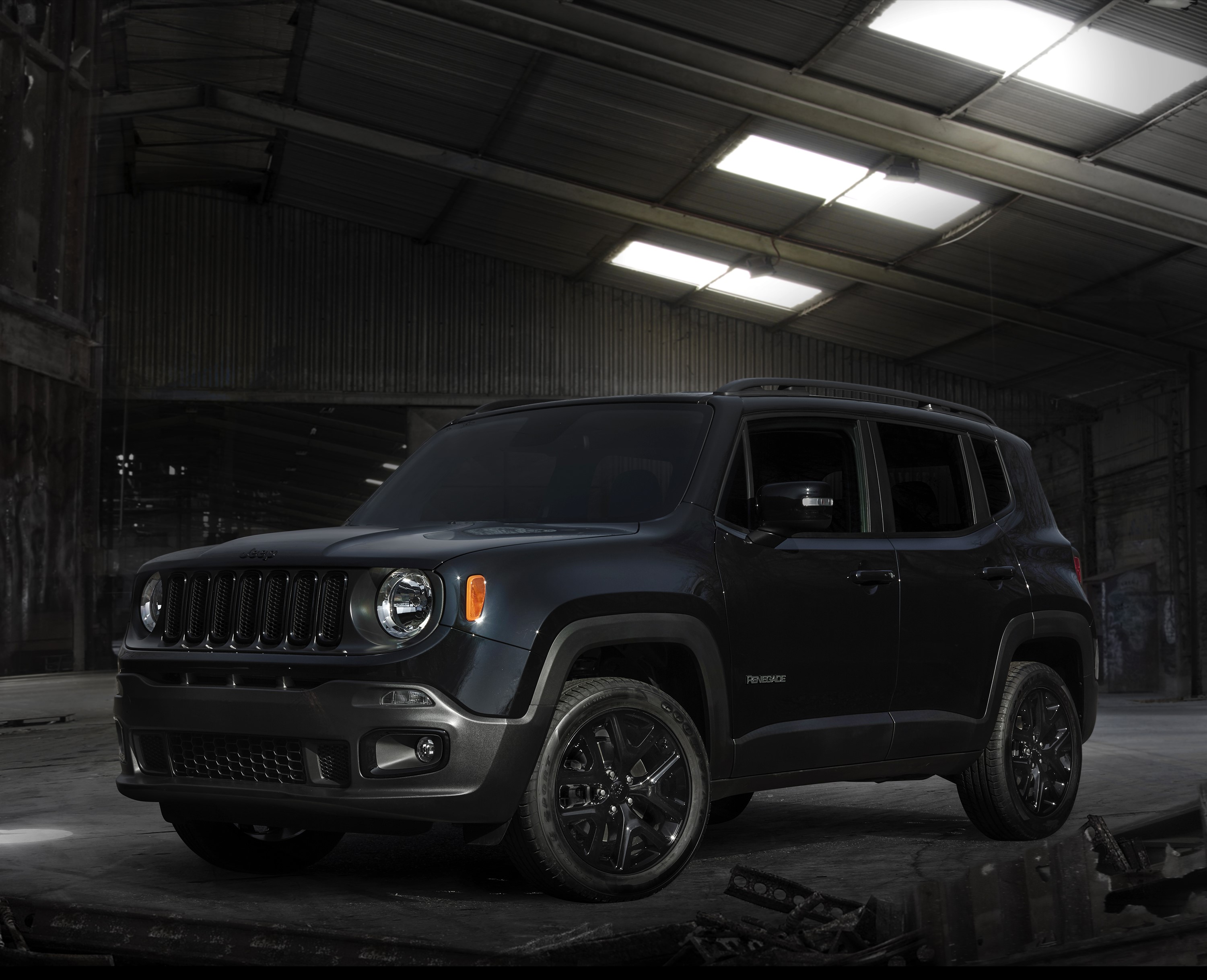Black Jeep Renegade Dawn of Justice Special Edition in warehouse HD Wallpaper
