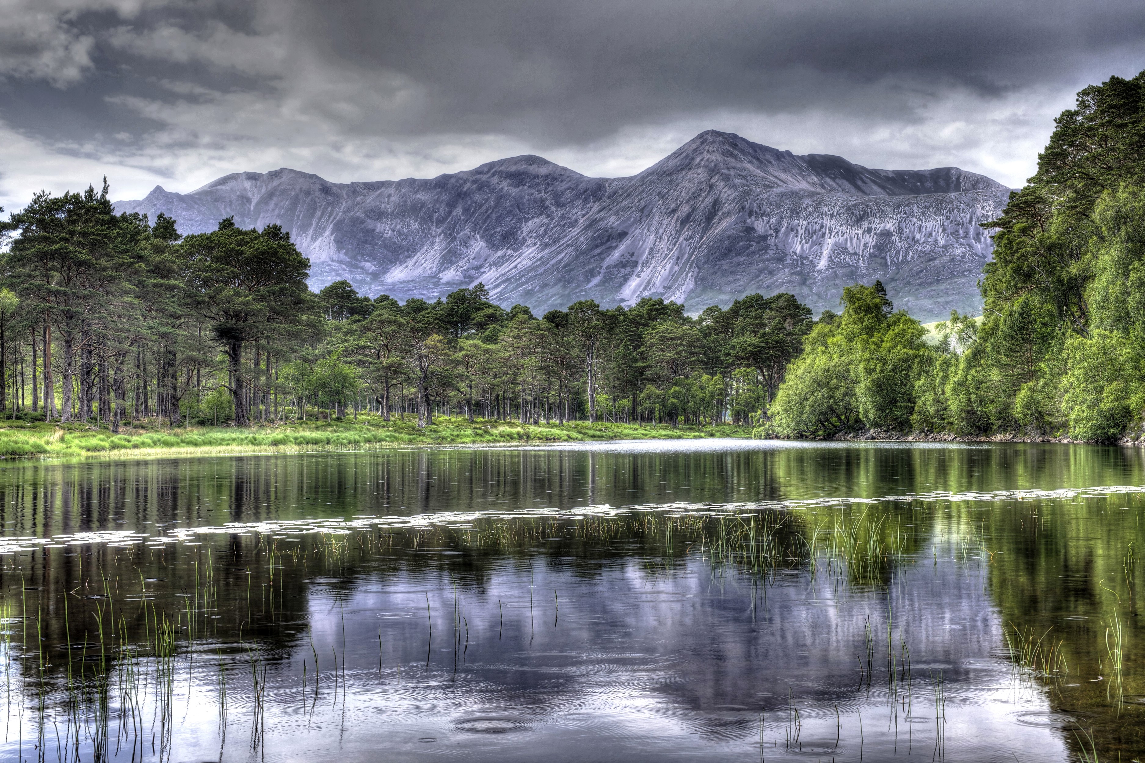 Loch Coulin, United Kingdom Mountains and Lake HD Wallpaper