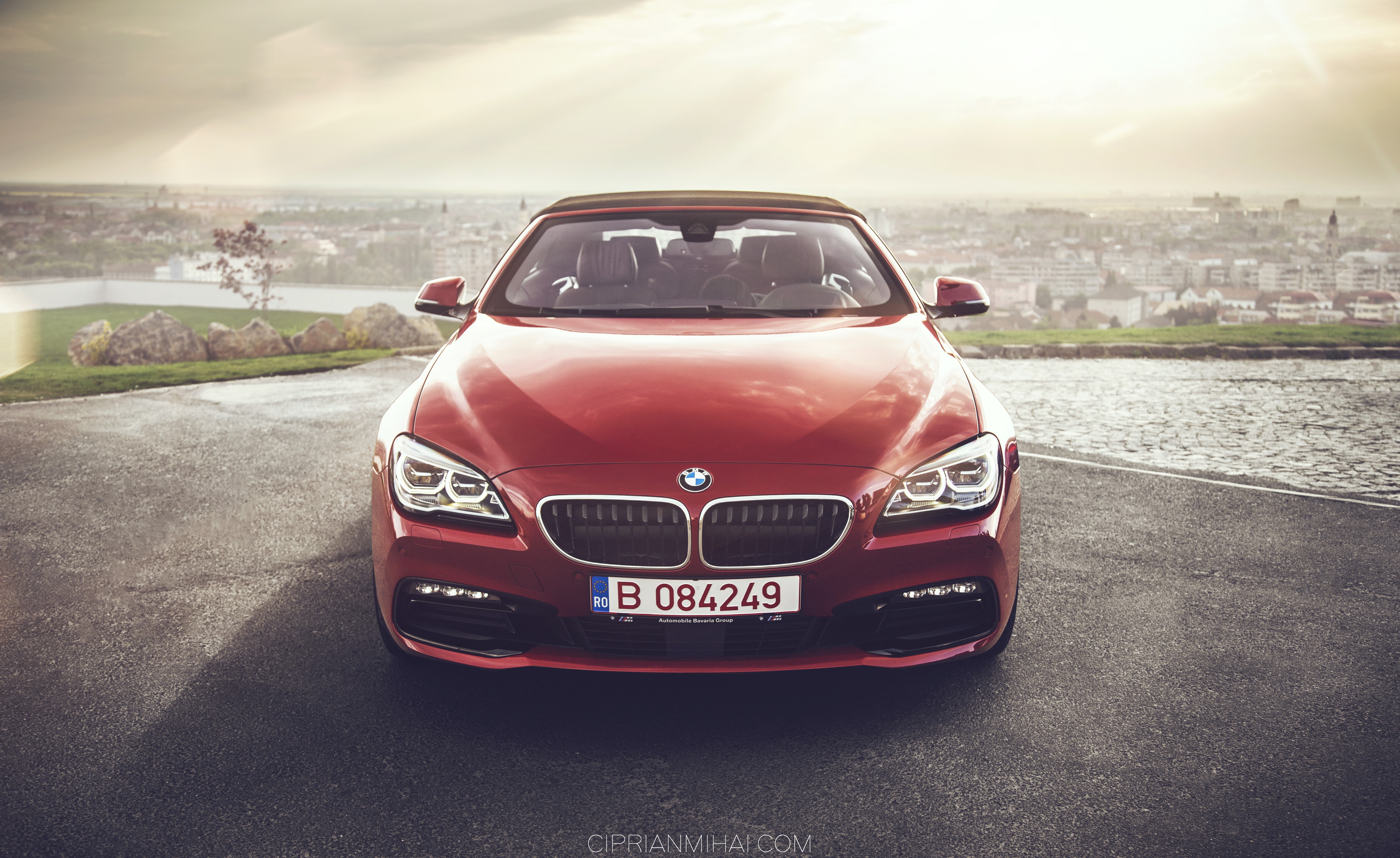 BMW 640 cabrio wine color front view HD Wallpaper