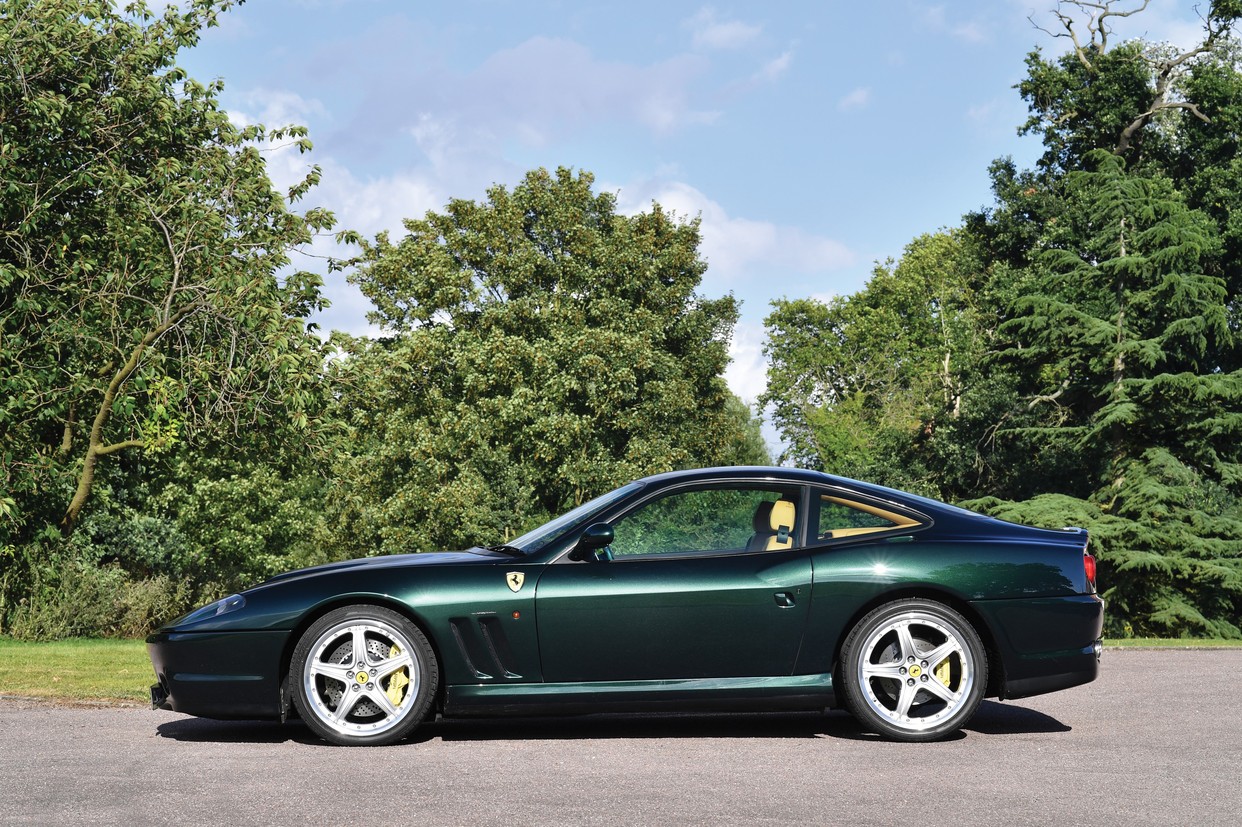Green 2002 Ferrari 575 M Maranello F1 HD Wallpaper