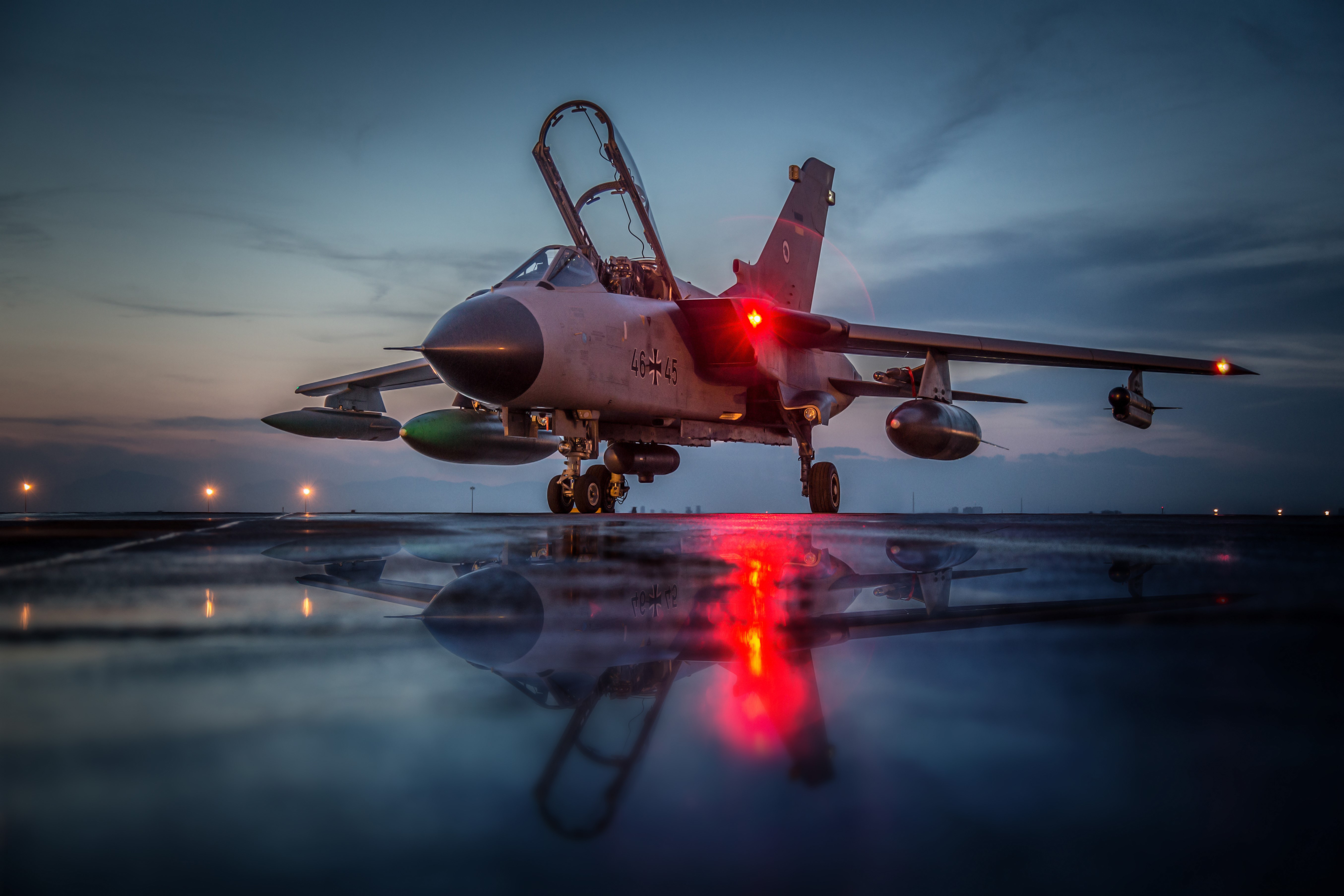 Tornado GR4 Fighter Airplane on Wet Tarmac HD Wallpaper
