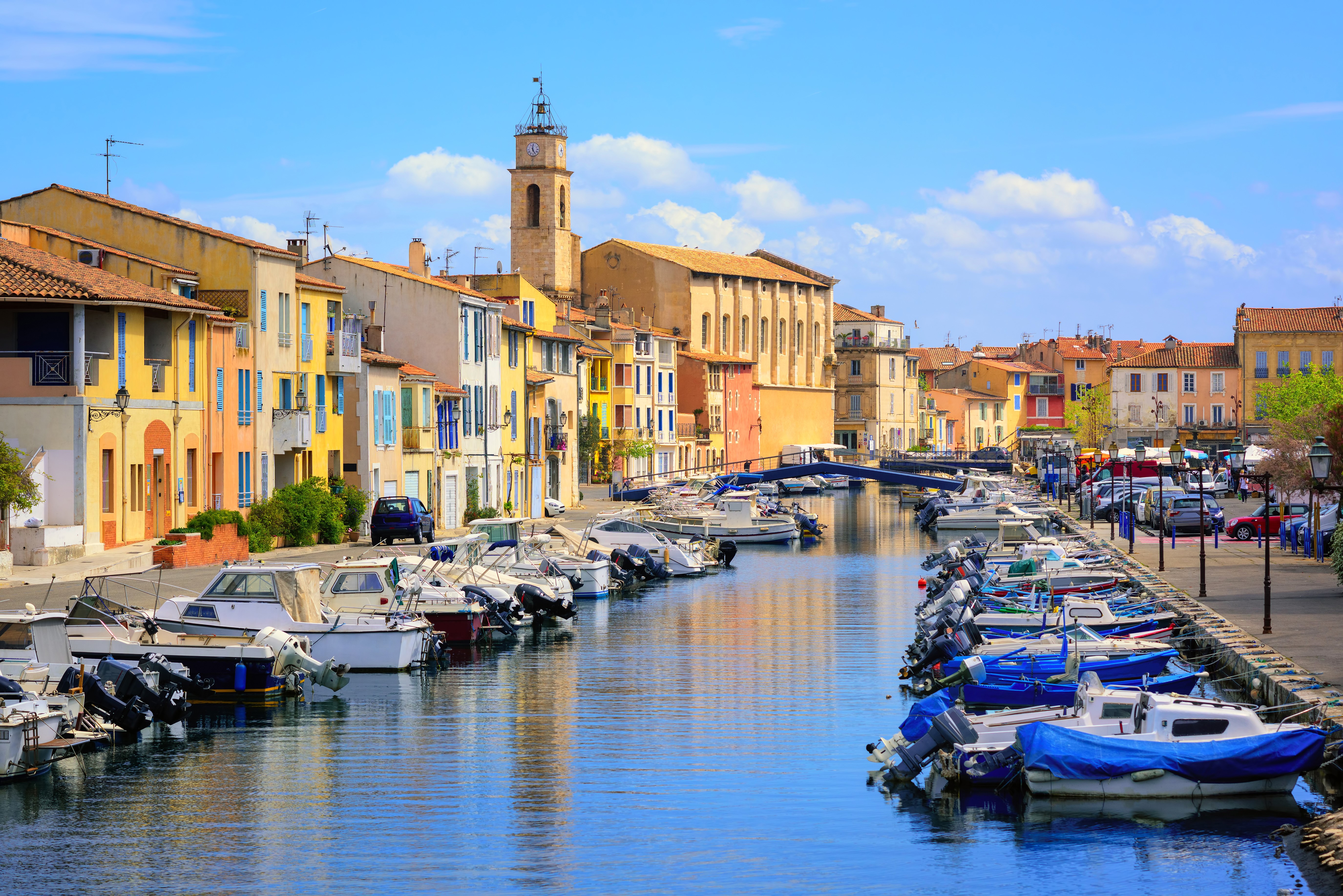 Martigues, France Canal with Boats and Colorful Houses HD Wallpaper